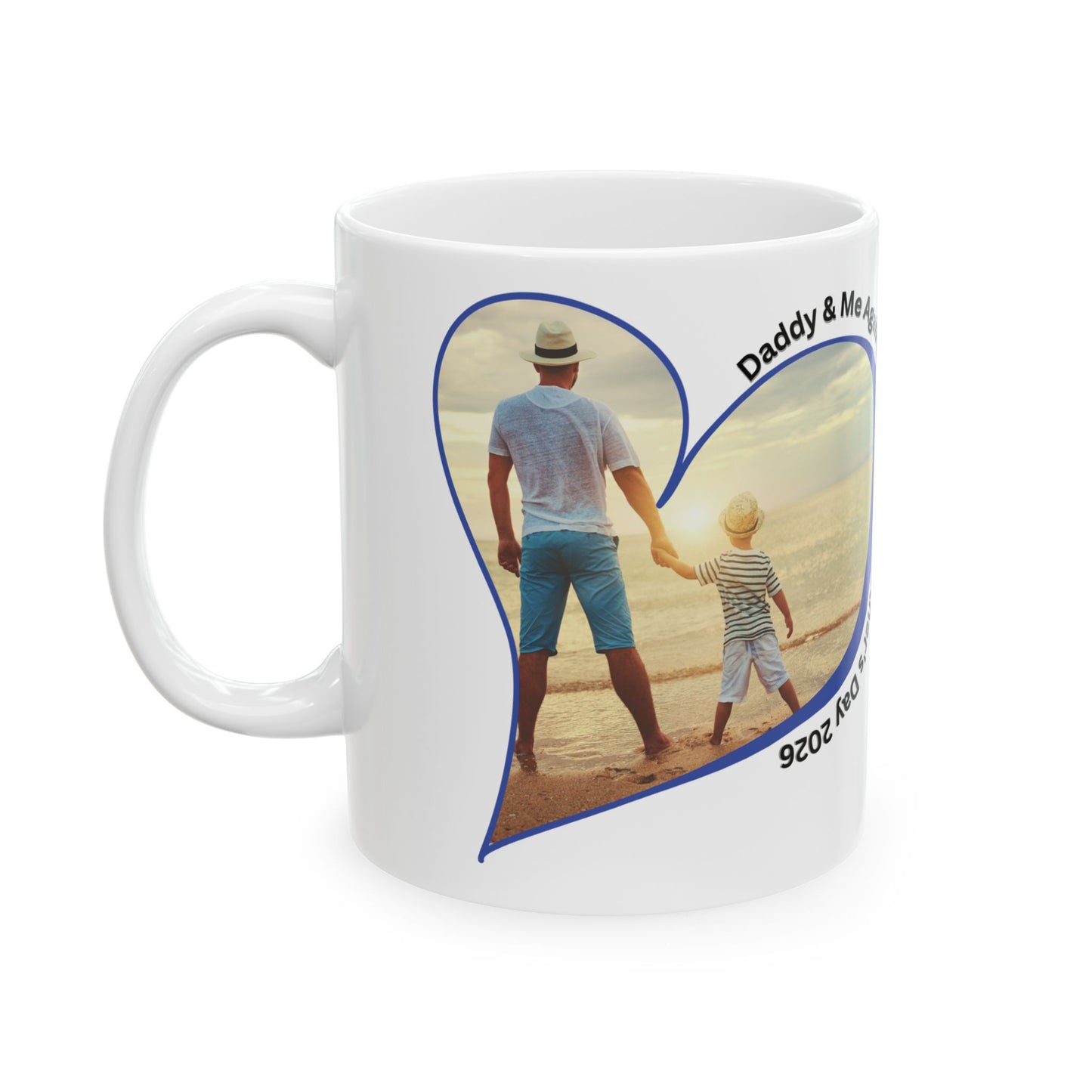 Personalized Fathers Day Mug Custom Photo Heart Coffee Cup With Name and Date Keepsake Gift 11oz 15oz