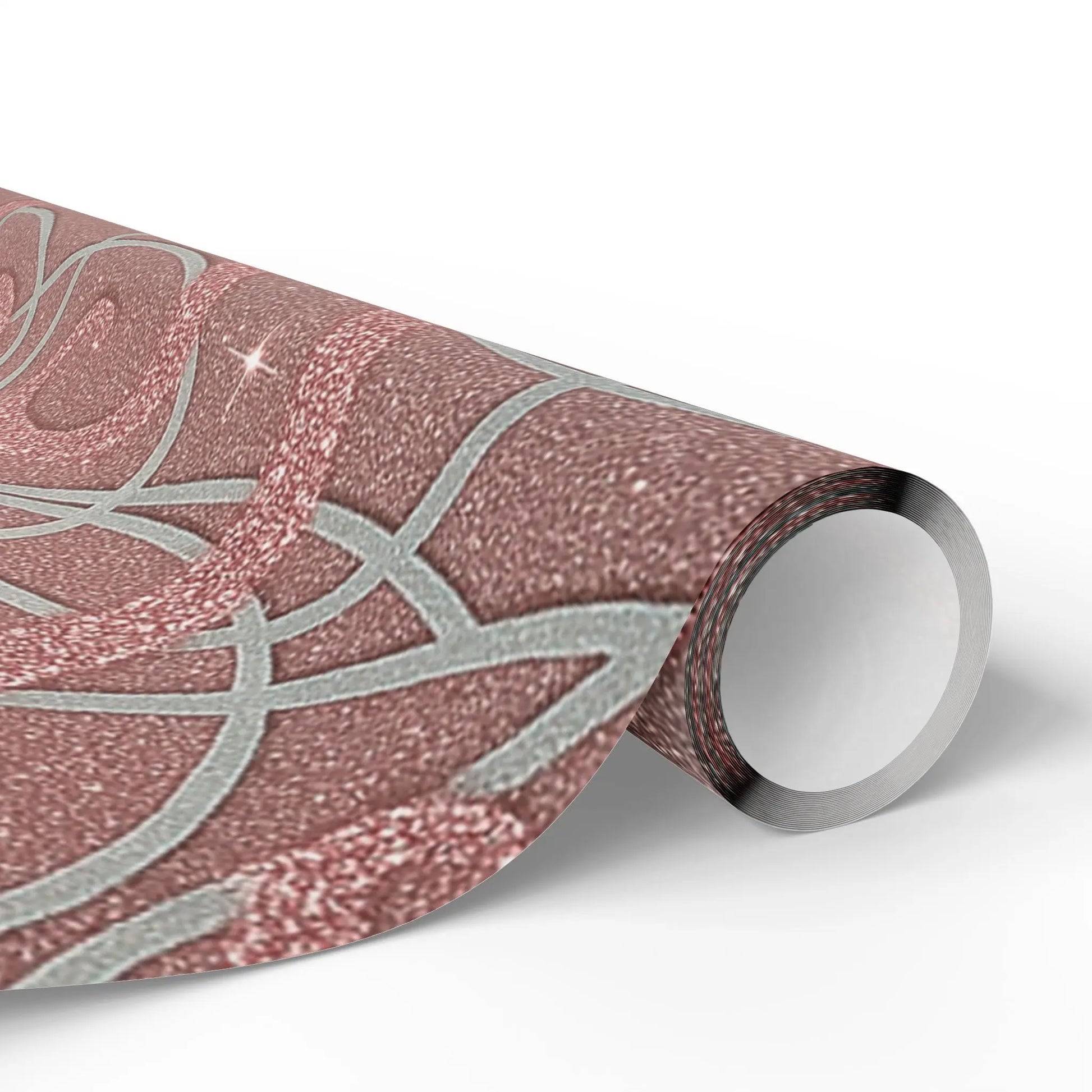 Wrapping Papers - Elegant Ombre Silver and Pink Sparkling Swirls Printify