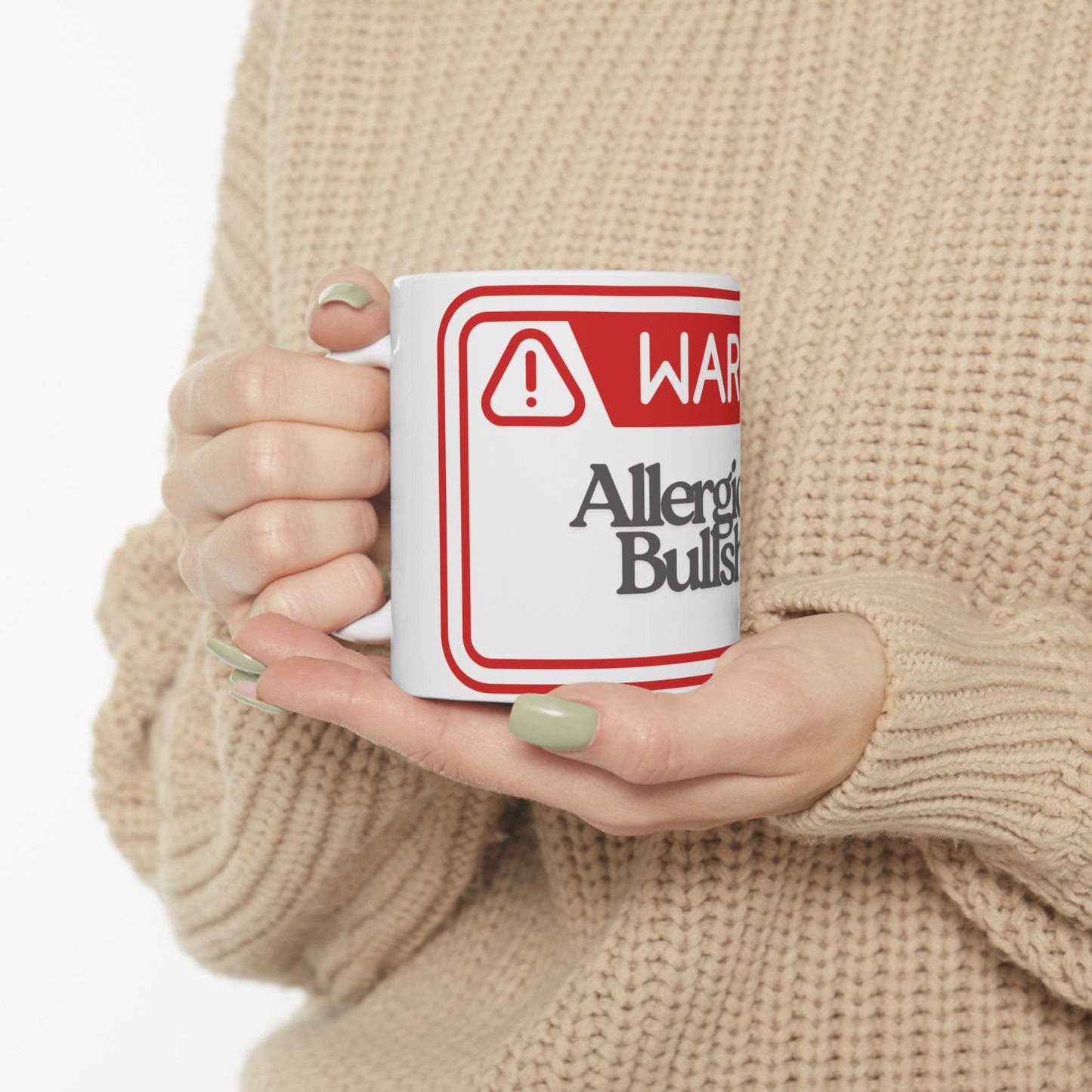 Warning Mug - Allergic to Bullshit | Funny Coffee Mug for Coffee Lovers, Office Gift, Humor Cups, Gag Gift, Tea Mug