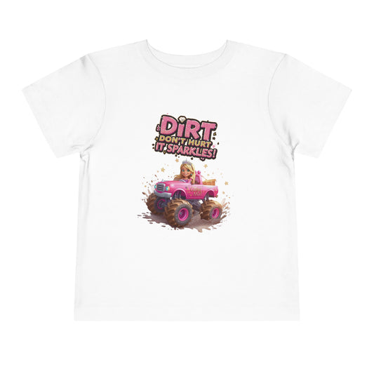 Toddler Tee, Princess in a Pink Monster Truck Dirt Don't Hurt It Sparkles Shirt, Kids Birthday Gift, Cute Girl's Top, Baby Shower Present,