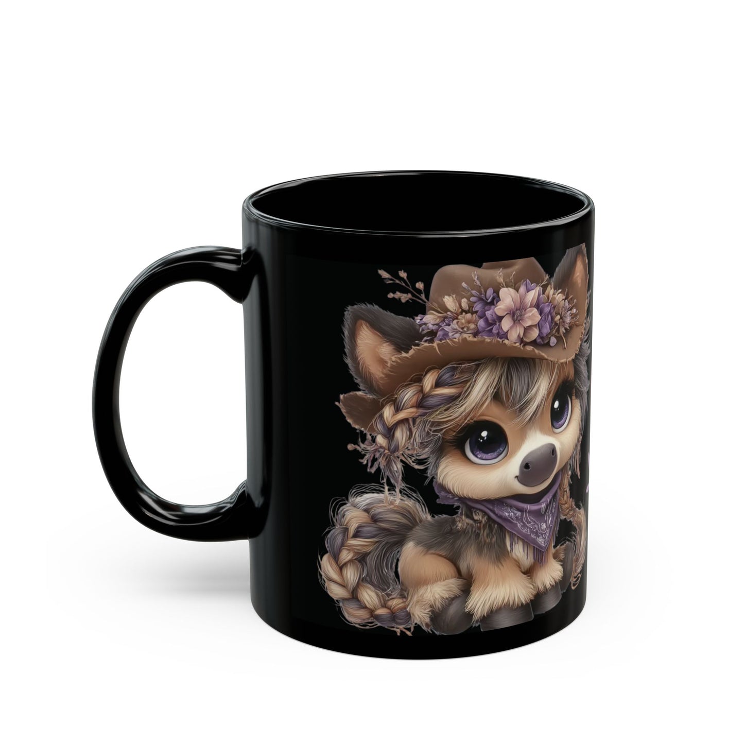 Cowgirl Pony Coffee Mug Yee Haw Coffee Black Glossy Cup 11oz and 15oz