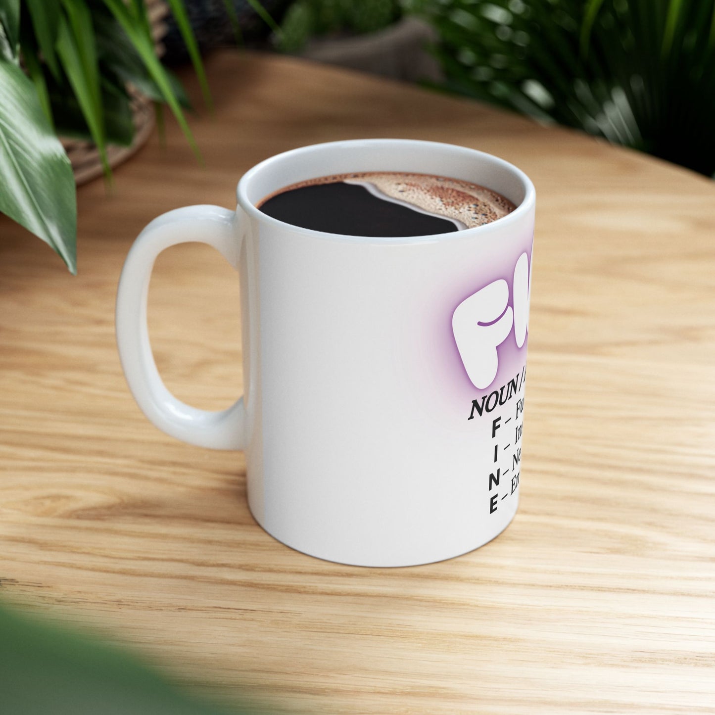 Pretty FINE Mug Funny Middle Finger Coffee Cup, Sarcastic Definition Mug, Feminine Purple Aesthetic Gift for Best Friend or Coworker
