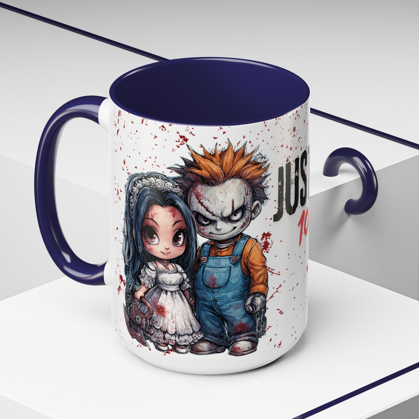 Accent Coffee Mug - Gothic Halloween Bride and Groom Just Stitched Personalized Mug