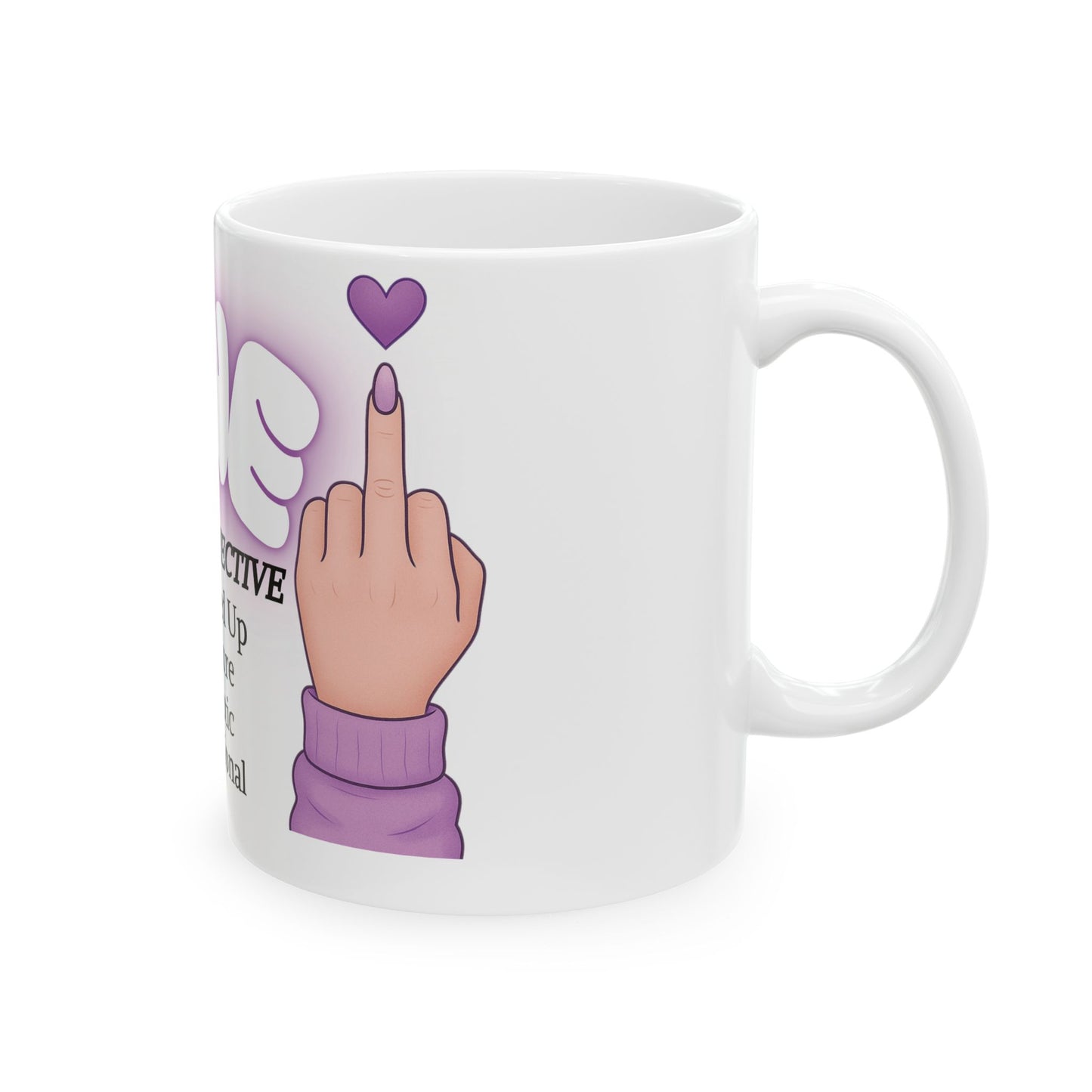 Pretty FINE Mug Funny Middle Finger Coffee Cup, Sarcastic Definition Mug, Feminine Purple Aesthetic Gift for Best Friend or Coworker