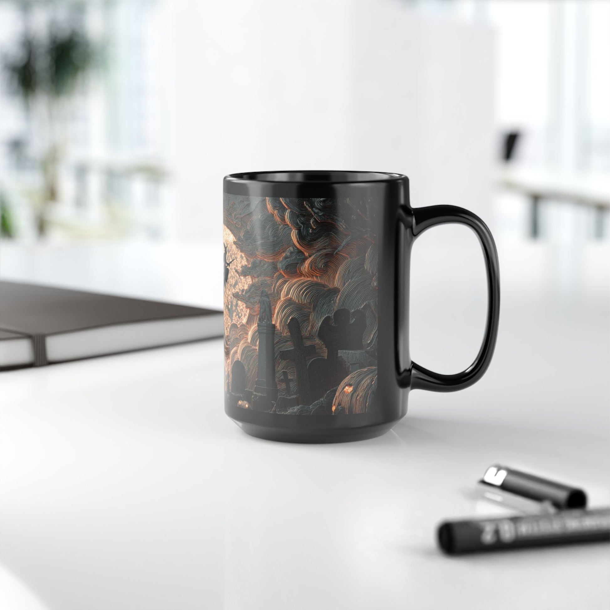 Spooky Witching Hour Mug - Perfect for Halloween Coffee Lovers, Black Ceramic Cup, Gift for Witch Fans, Unique Kitchen Decor, [...] Printify