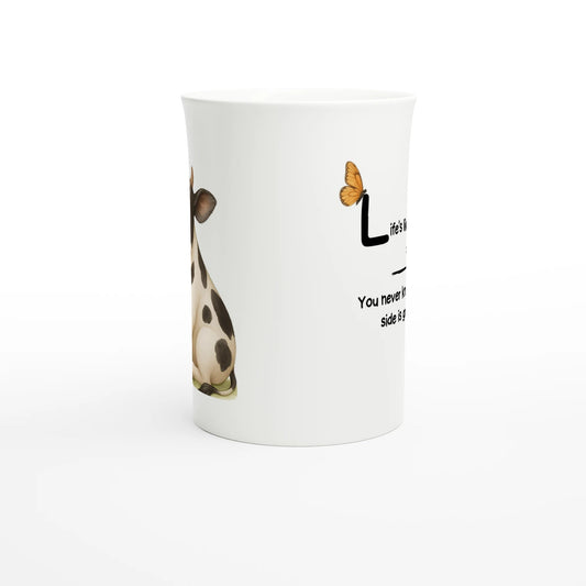 Barnyard Sarcasm - Humourous Cow Tails Collection - White 10oz Porcelain Slim Mug | Unique Everyday Designz Home, Gifts & Apparel A Lid for Every Pot ~Everyday Designz~