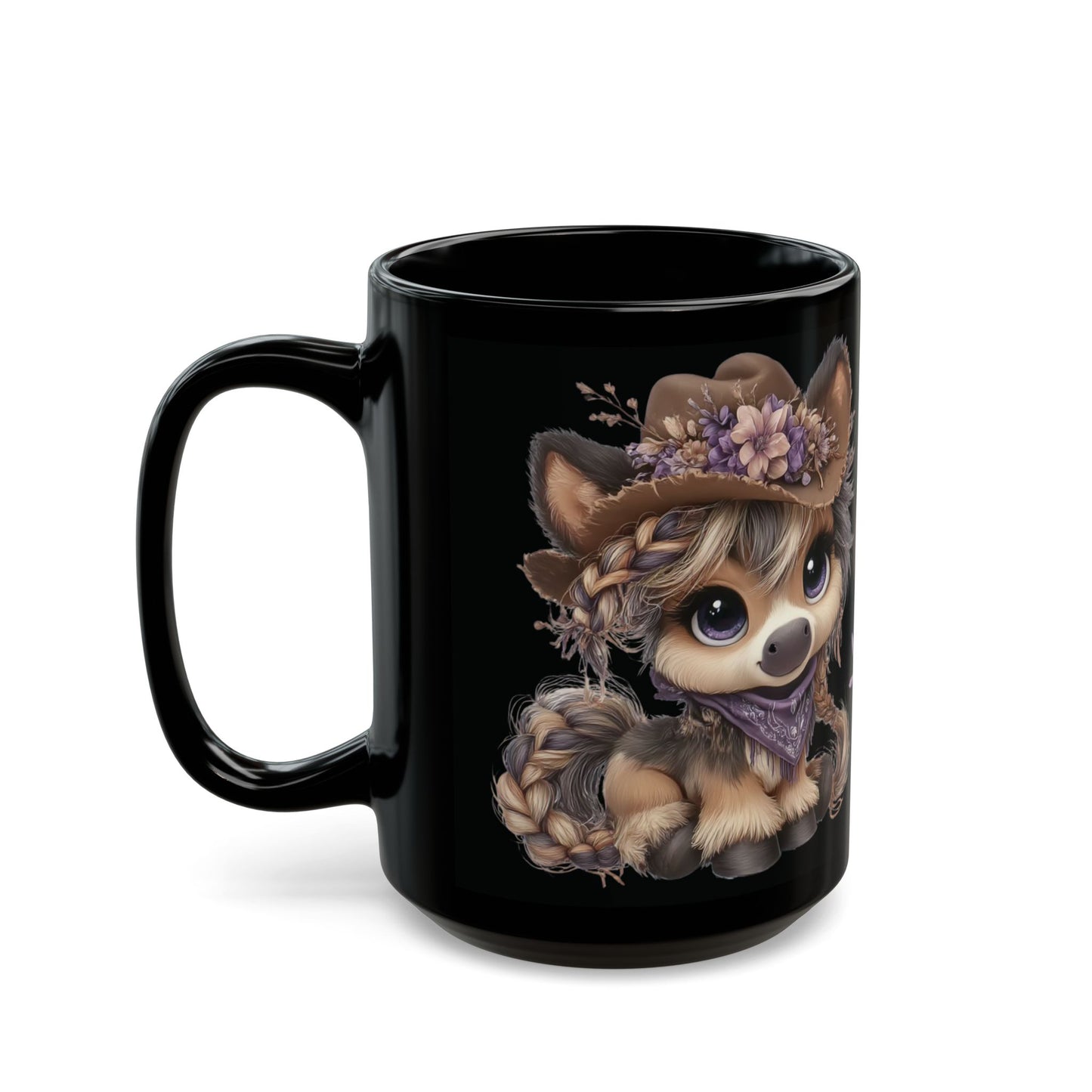 Cowgirl Pony Coffee Mug Yee Haw Coffee Black Glossy Cup 11oz and 15oz