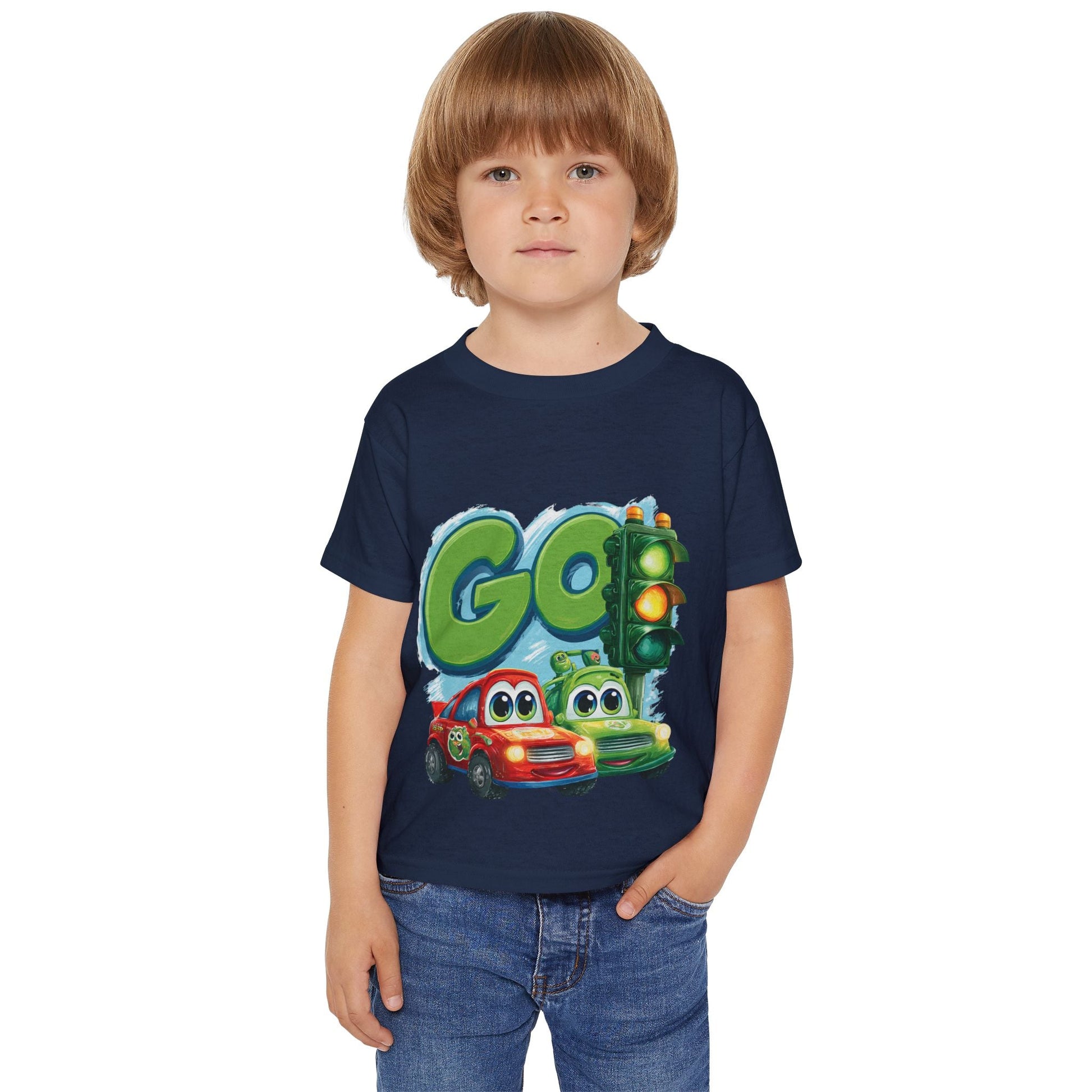 Colorful Kids' Tee with Cars Design, Toddler T-shirt, Go Traffic Shirt, Fun Playtime Apparel, Gift for Birthdays or Holidays Printify