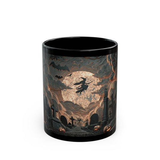 Spooky Witching Hour Mug - Perfect for Halloween Coffee Lovers, Black Ceramic Cup, Gift for Witch Fans, Unique Kitchen Decor, [...] Printify