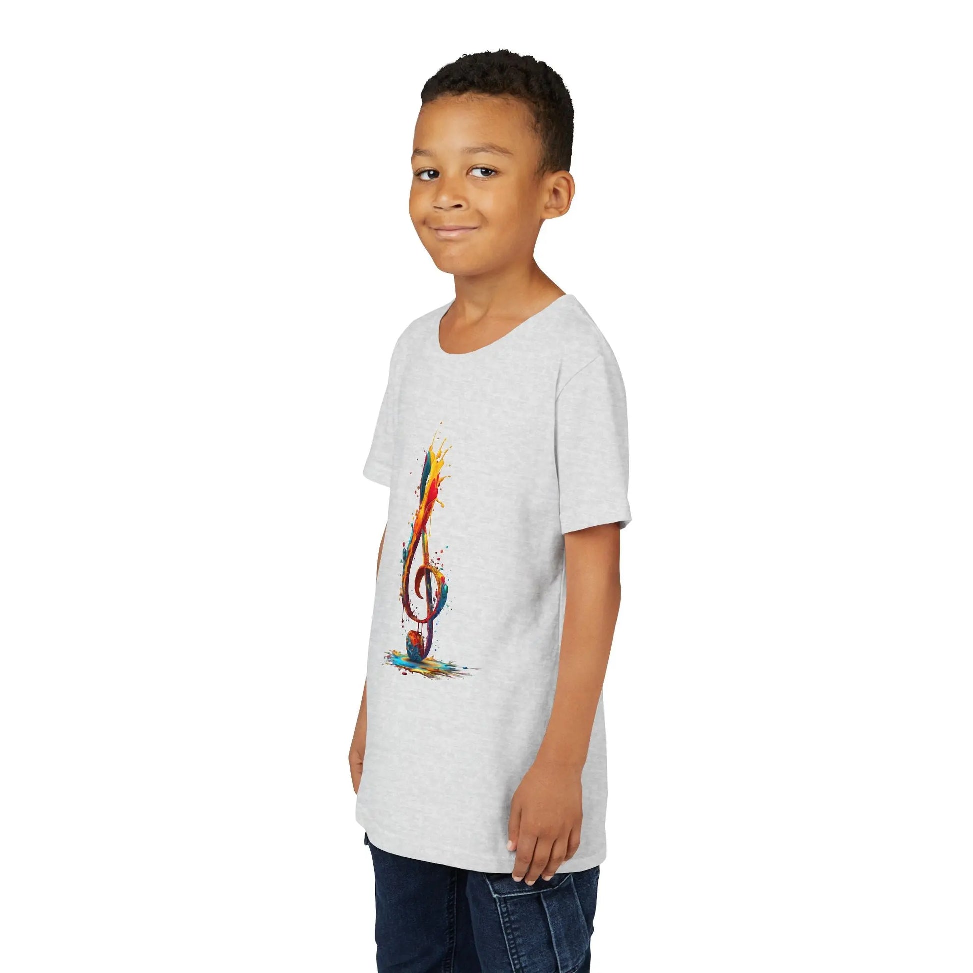 Youth Music Note Tee, Colorful Treble Clef Shirt, Printify