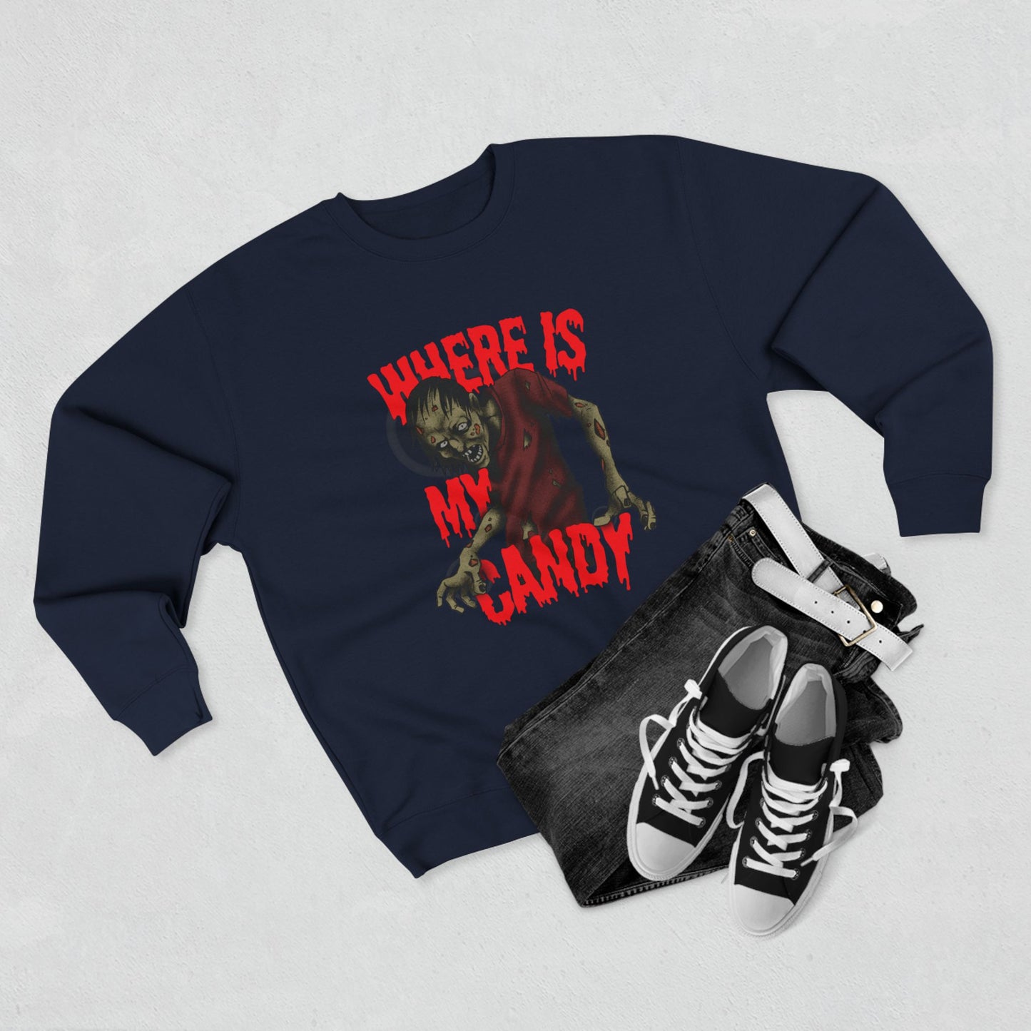 Spooky Halloween Crewneck Sweatshirt with Zombie Design | Unisex Graphic Sweater | Where Is My Candy | Fall Fashion, Halloween Gift, [...]