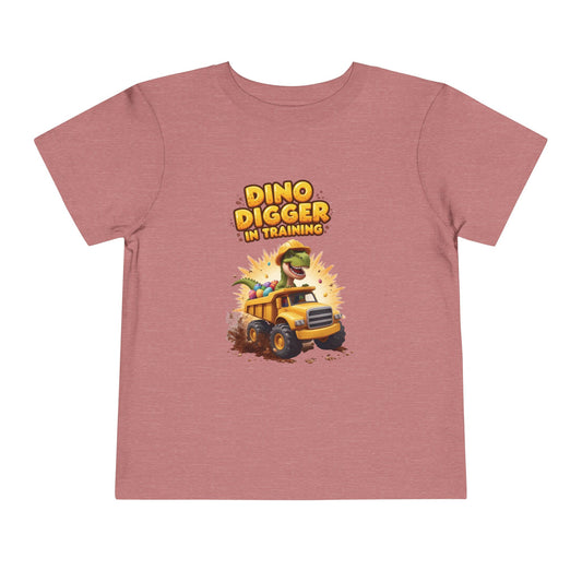 Dino Digger Toddler Tee - Fun Dino Excavator T-Shirt, Kids Gift, Birthday Outfit, Playwear, Cute Dinosaur Apparel