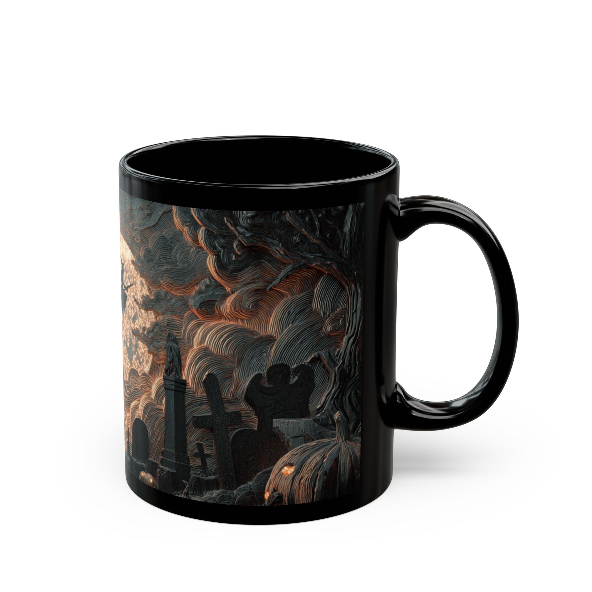 Spooky Witching Hour Mug - Perfect for Halloween Coffee Lovers, Black Ceramic Cup, Gift for Witch Fans, Unique Kitchen Decor, [...] Printify