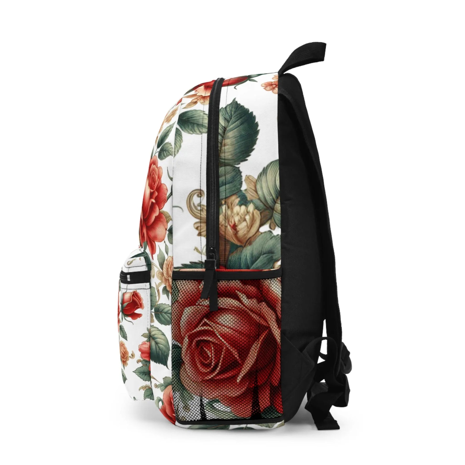 Floral Rose Backpack, Trendy School Bag, Stylish Daypack, Cute Gift for Her, Travel Companion, Floral Print Rucksack Printify