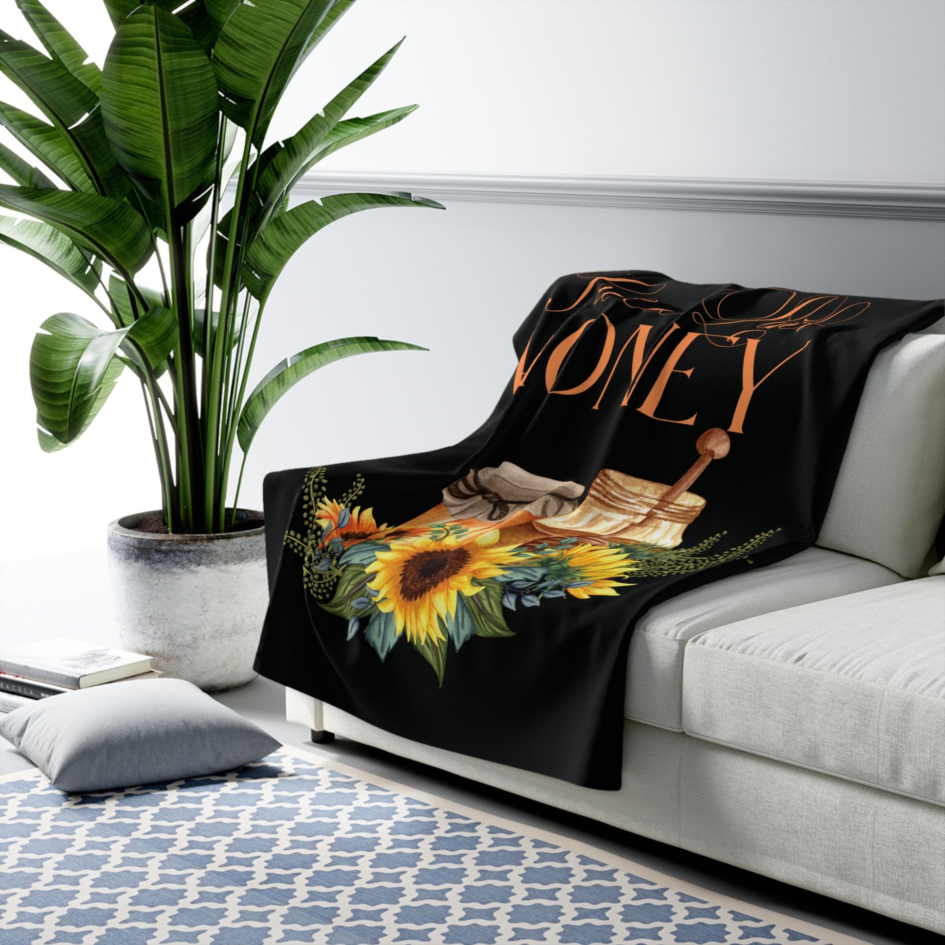 Cozy 'Sweet Like Honey' Design, Sherpa Fleece Blanket, Perfect for Home Decor, Gifts, Autumn, and Celebrations Printify