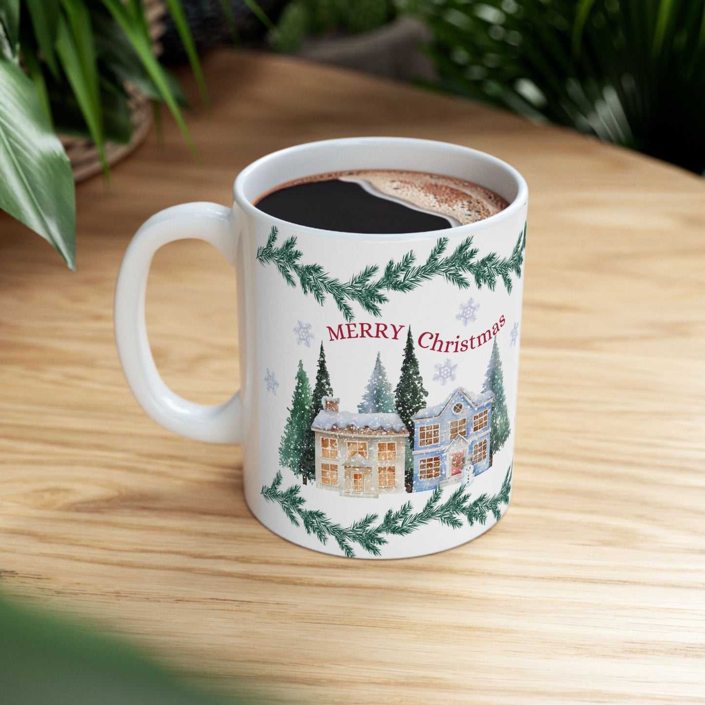 Christmas-Themed Ceramic Mug, Holiday Gift, Festive Drinkware, Winter Decor, Home & Kitchen, Coffee/Tea Cup