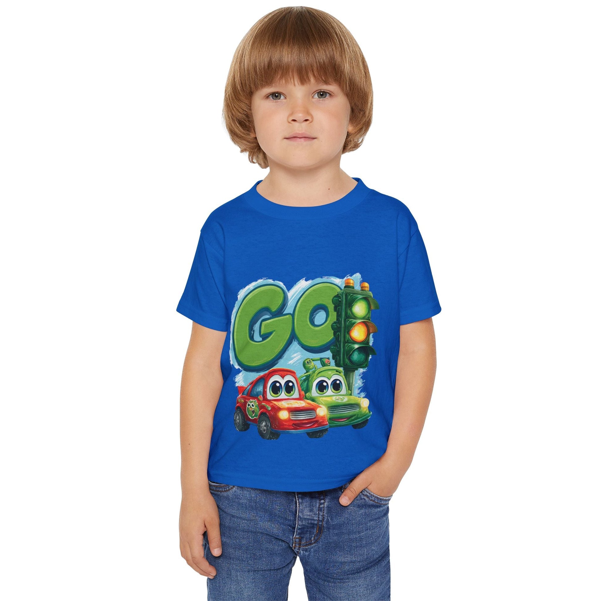 Colorful Kids' Tee with Cars Design, Toddler T-shirt, Go Traffic Shirt, Fun Playtime Apparel, Gift for Birthdays or Holidays Printify