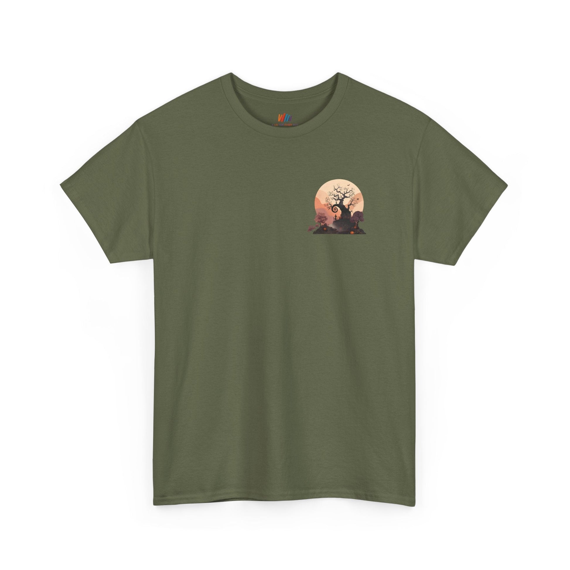 Spooky Sunset Tee, Halloween Shirt, Fall Apparel, Unisex Graphic Tee, Autumn Vibes, Cozy Casual Wear Printify