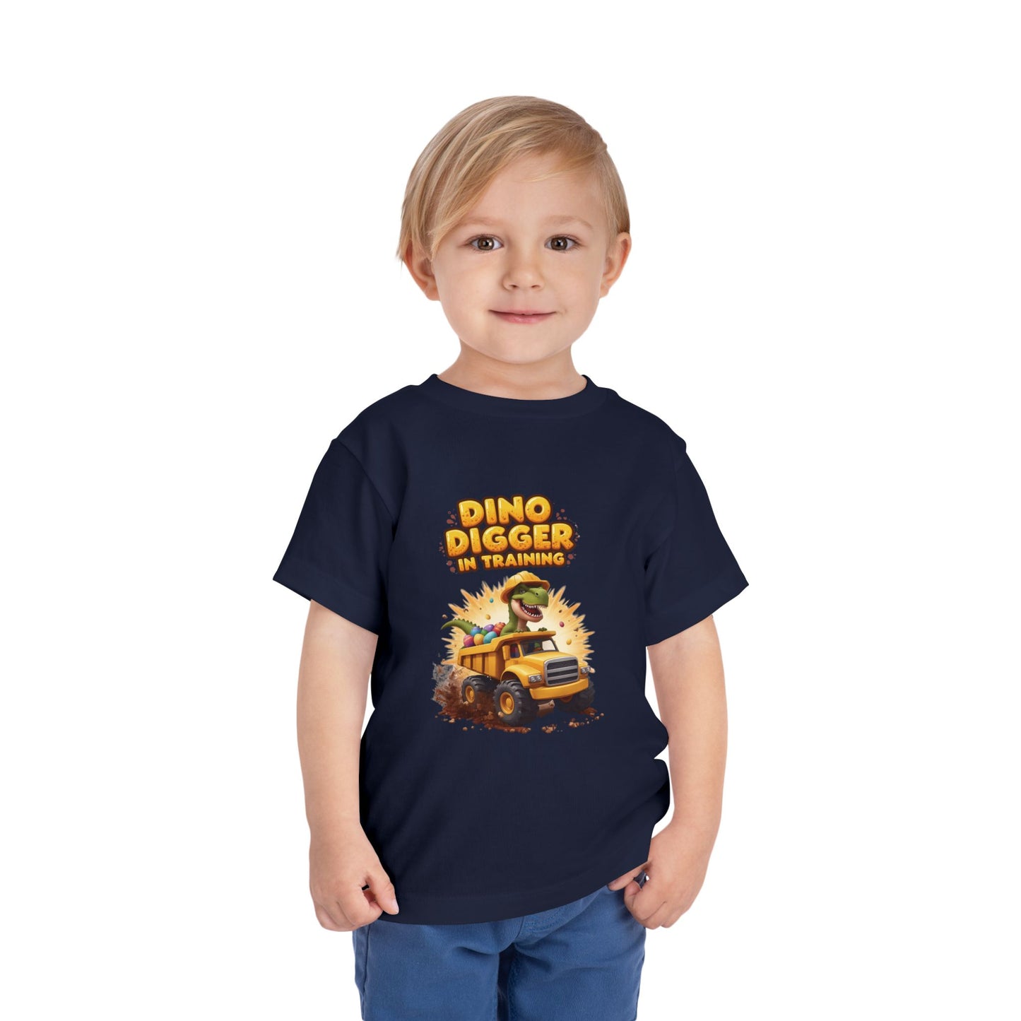Dino Digger Toddler Tee - Fun Dino Excavator T-Shirt, Kids Gift, Birthday Outfit, Playwear, Cute Dinosaur Apparel