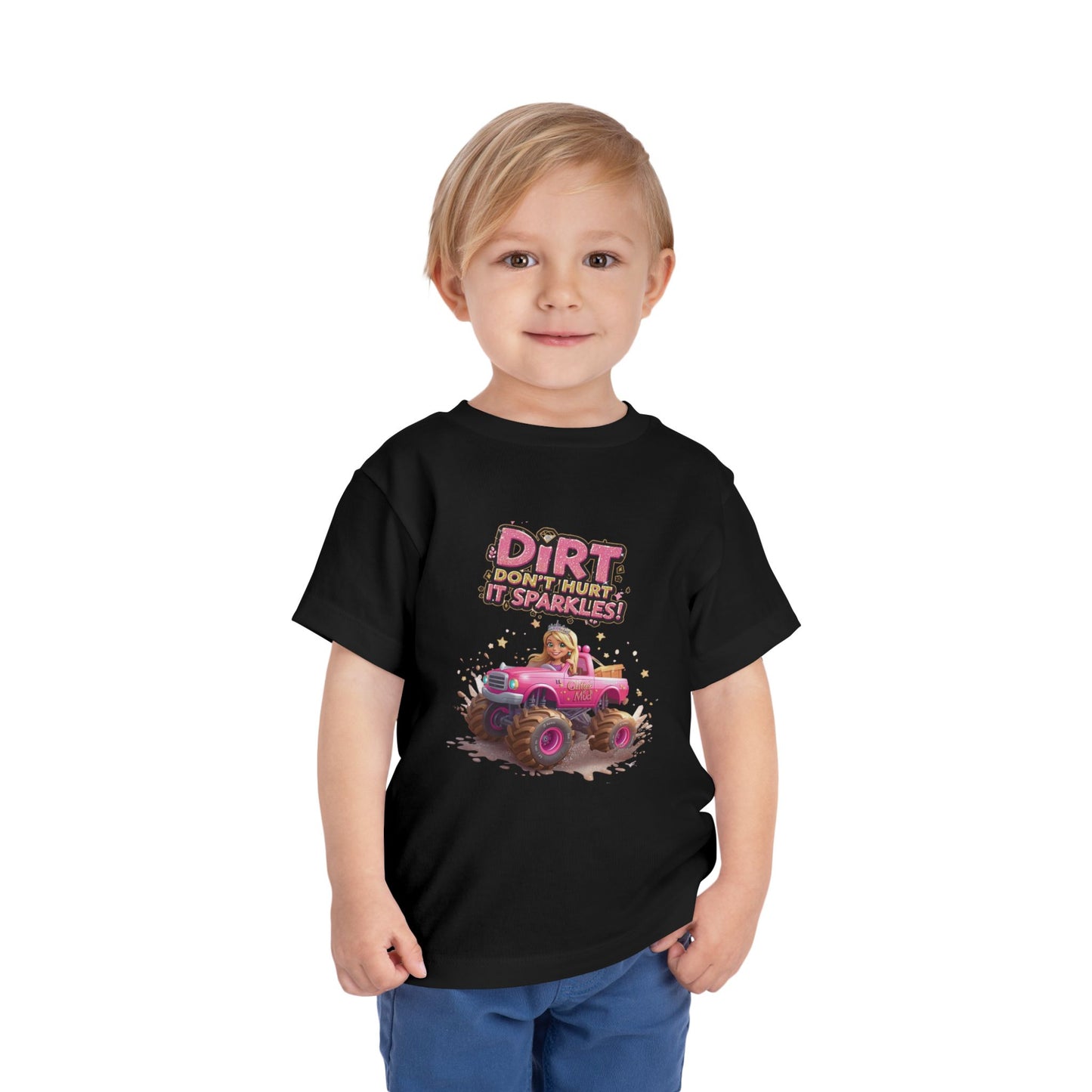 Toddler Tee, Princess in a Pink Monster Truck Dirt Don't Hurt It Sparkles Shirt, Kids Birthday Gift, Cute Girl's Top, Baby Shower Present,