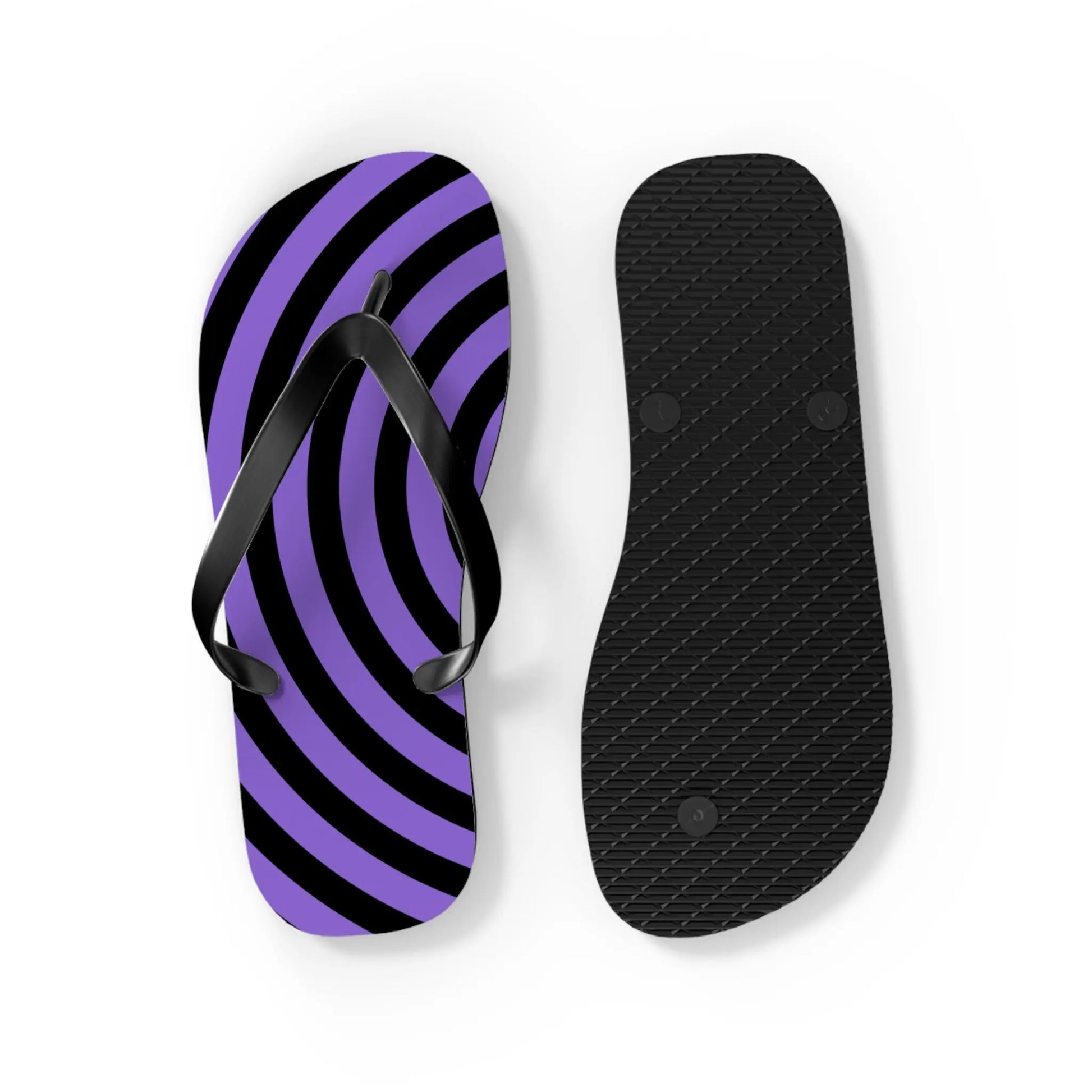Spiral Flip Flops - Trendy Purple Design for Beach Days Printify