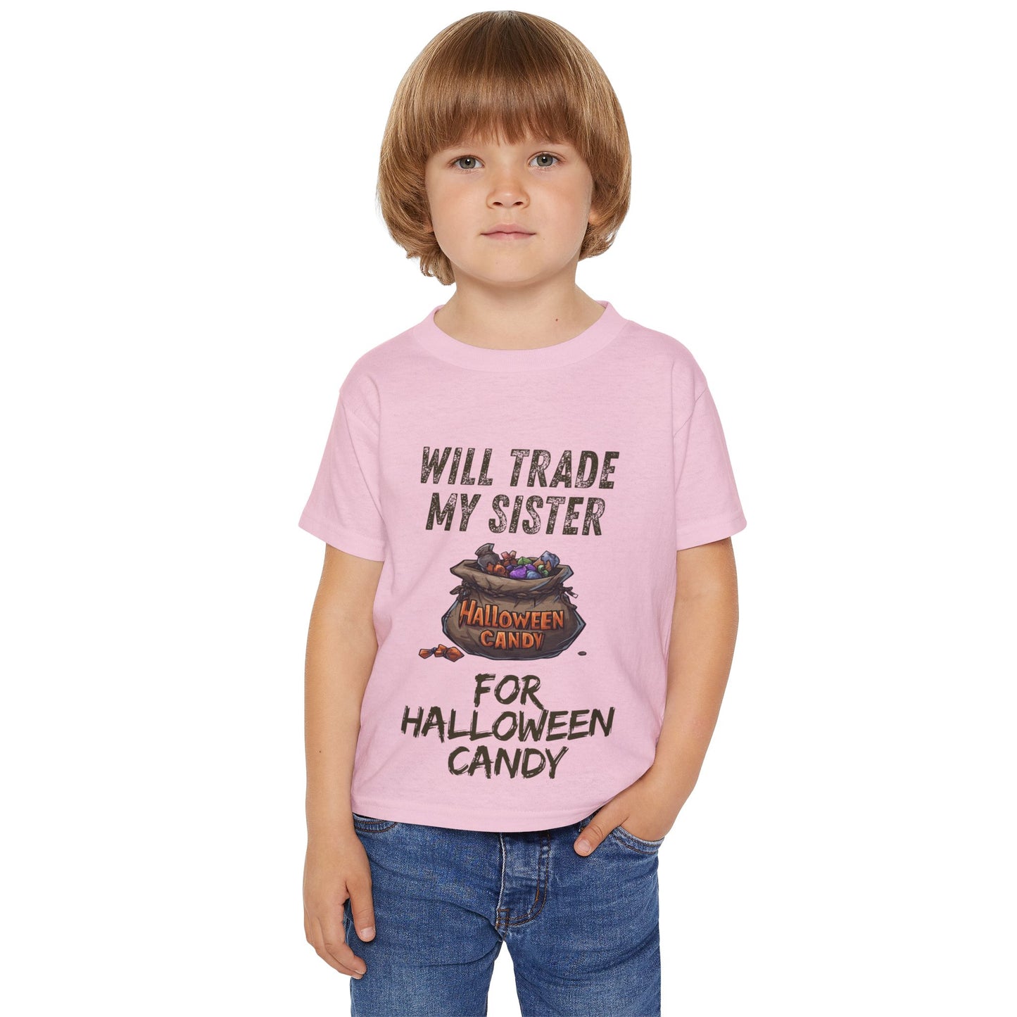 Funny Halloween Toddler T-Shirt, Funny Kid's Tee, Will Trade My Sister for Candy, Halloween Costume, Kids Party Apparel