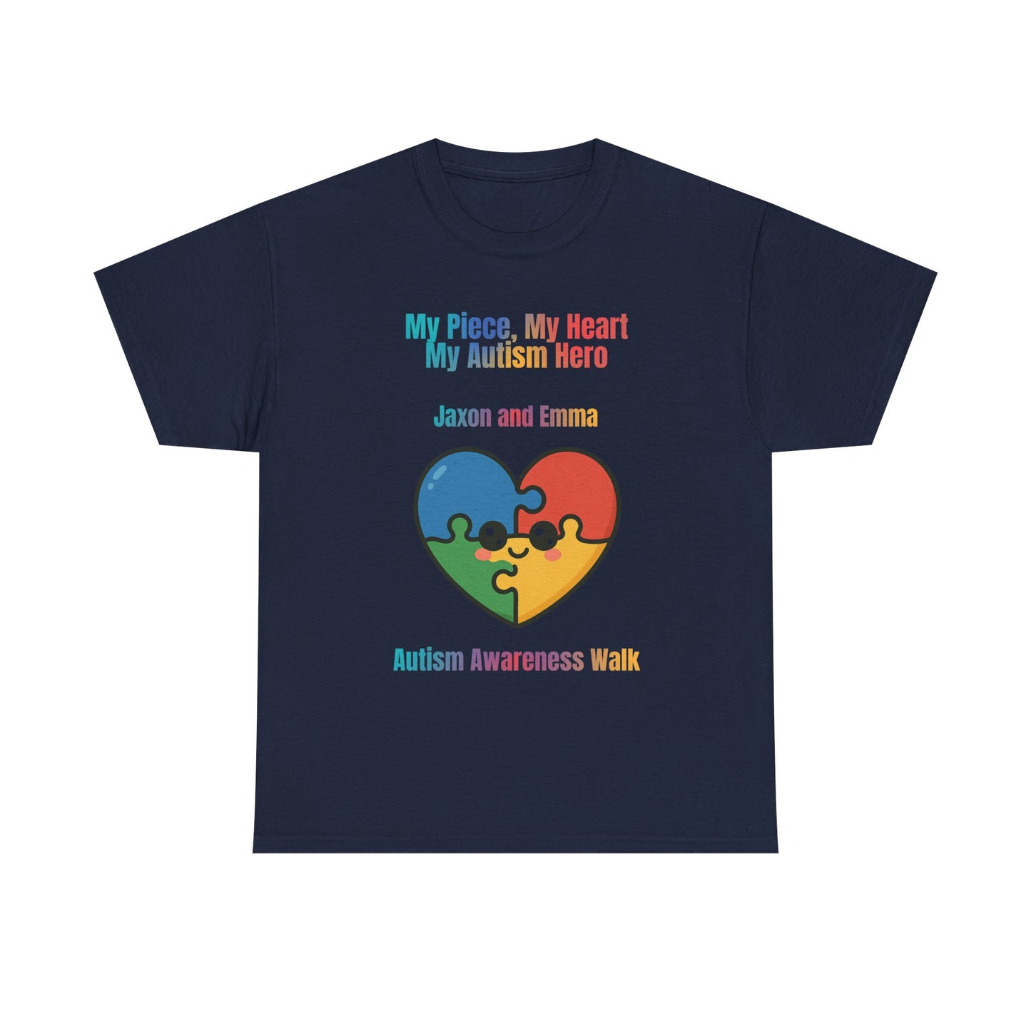 Customizable Autism Awareness Tee, My Piece My Heart Hero Shirt, Unisex Cotton Tee, Puzzle Heart Design, Inclusive Apparel