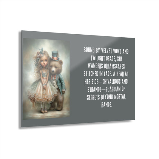 Acrylic Prints - Whimsical Girl and Bear French Cleat Hanging Frame with Enchanting Poem on the Horizontal Frames only.
