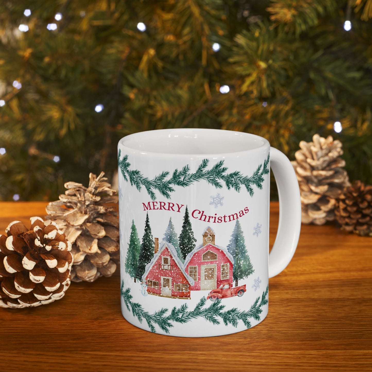 Christmas-Themed Ceramic Mug, Holiday Gift, Festive Drinkware, Winter Decor, Home & Kitchen, Coffee/Tea Cup