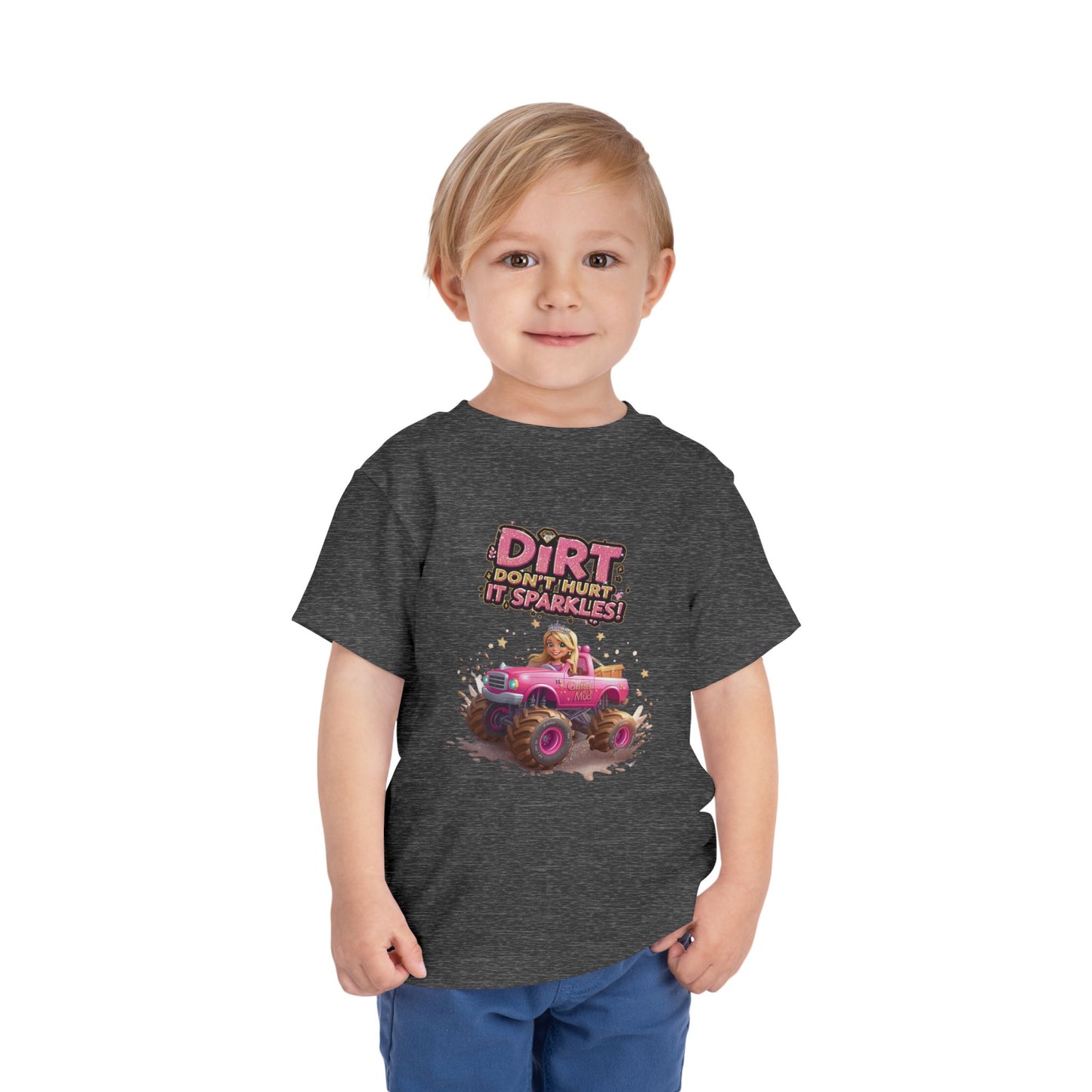 Toddler Tee, Princess in a Pink Monster Truck Dirt Don't Hurt It Sparkles Shirt, Kids Birthday Gift, Cute Girl's Top, Baby Shower Present,