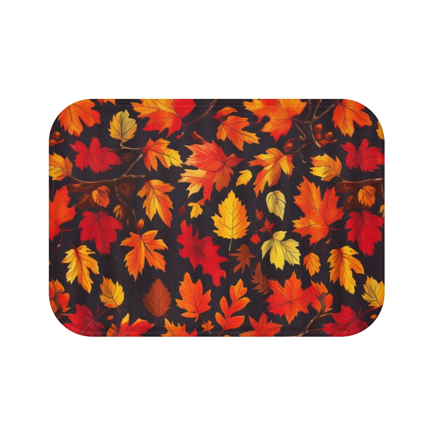Autumn Leaves Bath Mat, Seasonal Bathroom Decor, Fall Home Accents, Cozy Vibes, Thanksgiving Gift, Leaf Print Rug Printify