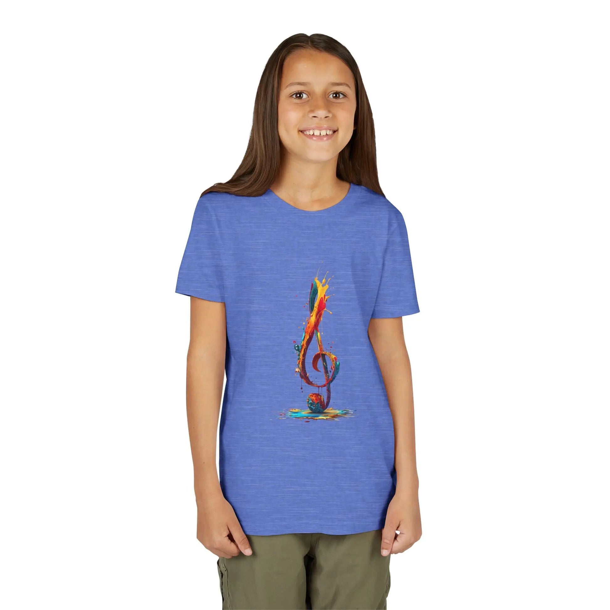 Youth Music Note Tee, Colorful Treble Clef Shirt, Printify