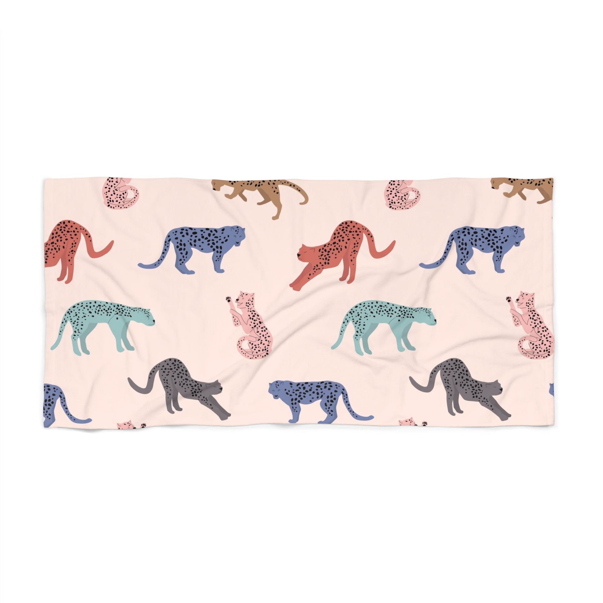 Tropical Leopard Beach Towel, Colorful Animal Print Towel for Pool Parties, Summer Vacations, Gifts for Beach Lovers Printify