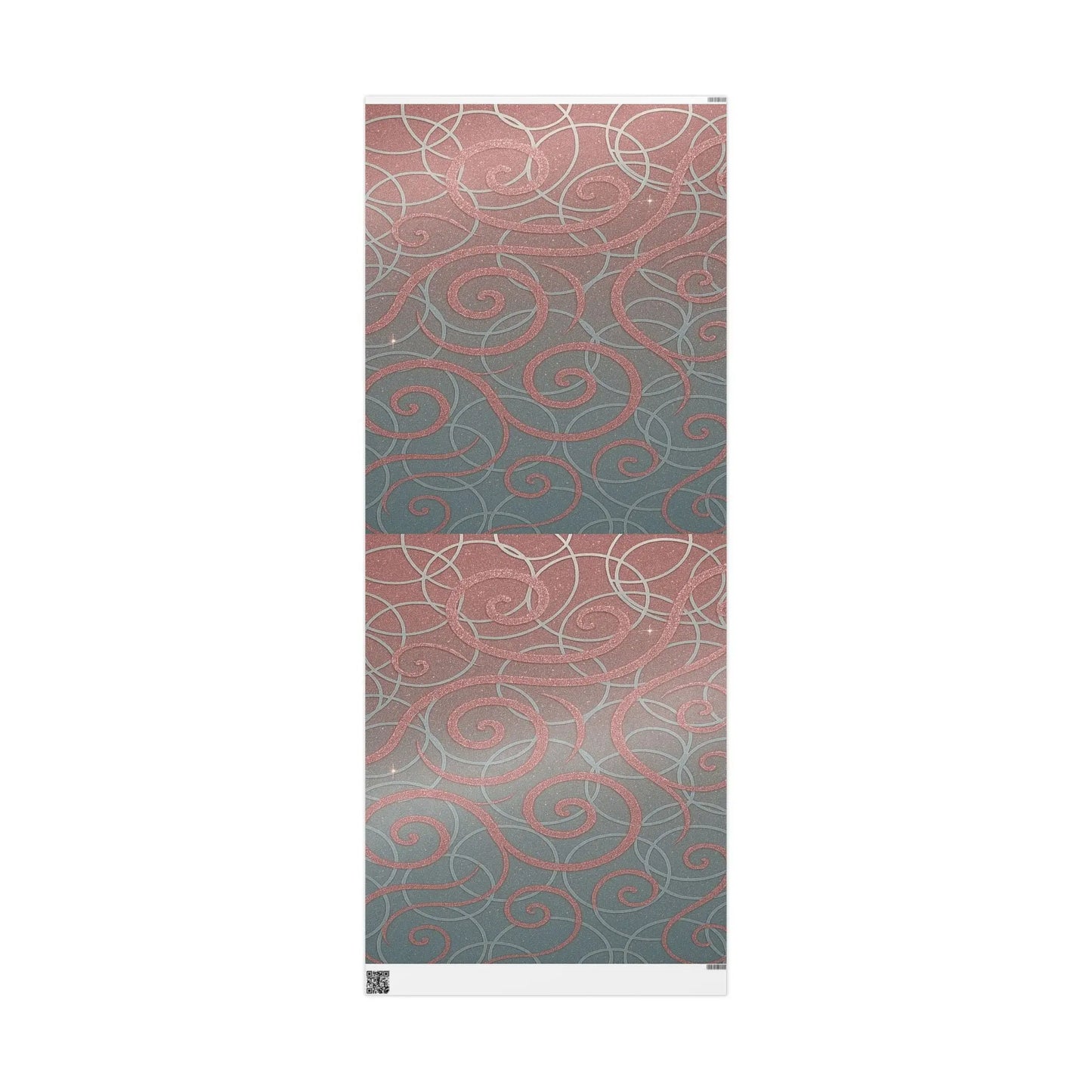 Wrapping Papers - Elegant Ombre Silver and Pink Sparkling Swirls Printify