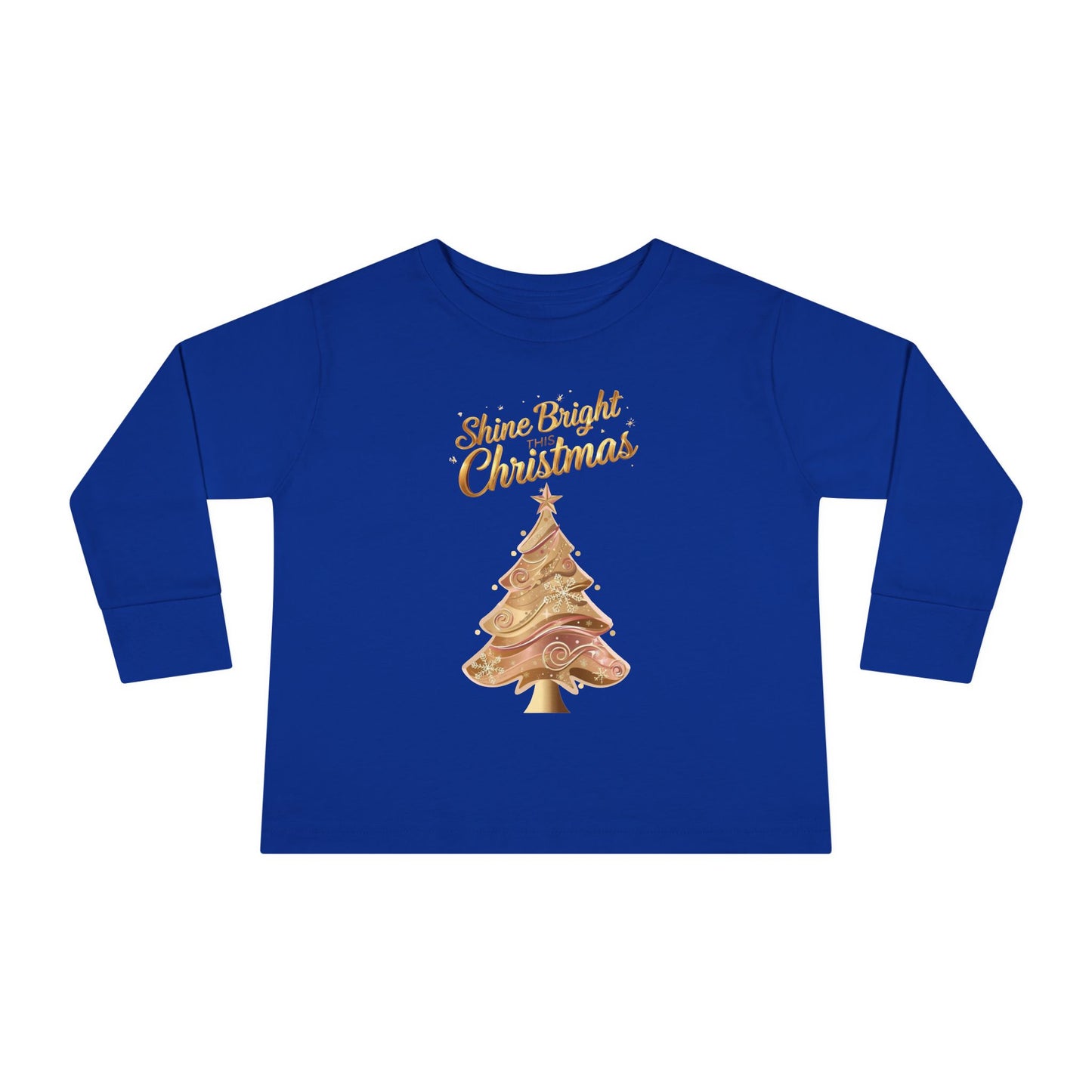 Toddler Long Sleeve Tee, "Shine Bright Christmas" Shirt for Kids, Holiday Outfit, Christmas Gift, Festive Clothing, Cute Toddler Apparel