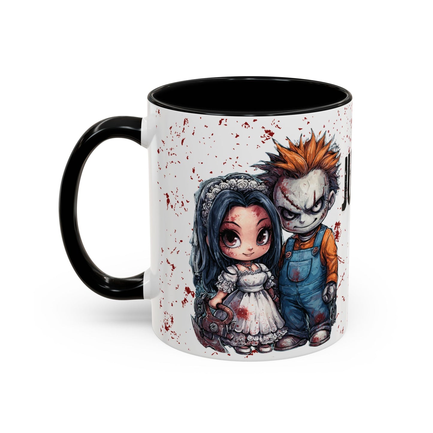 Accent Coffee Mug - Gothic Halloween Bride and Groom Just Stitched Personalized Mug