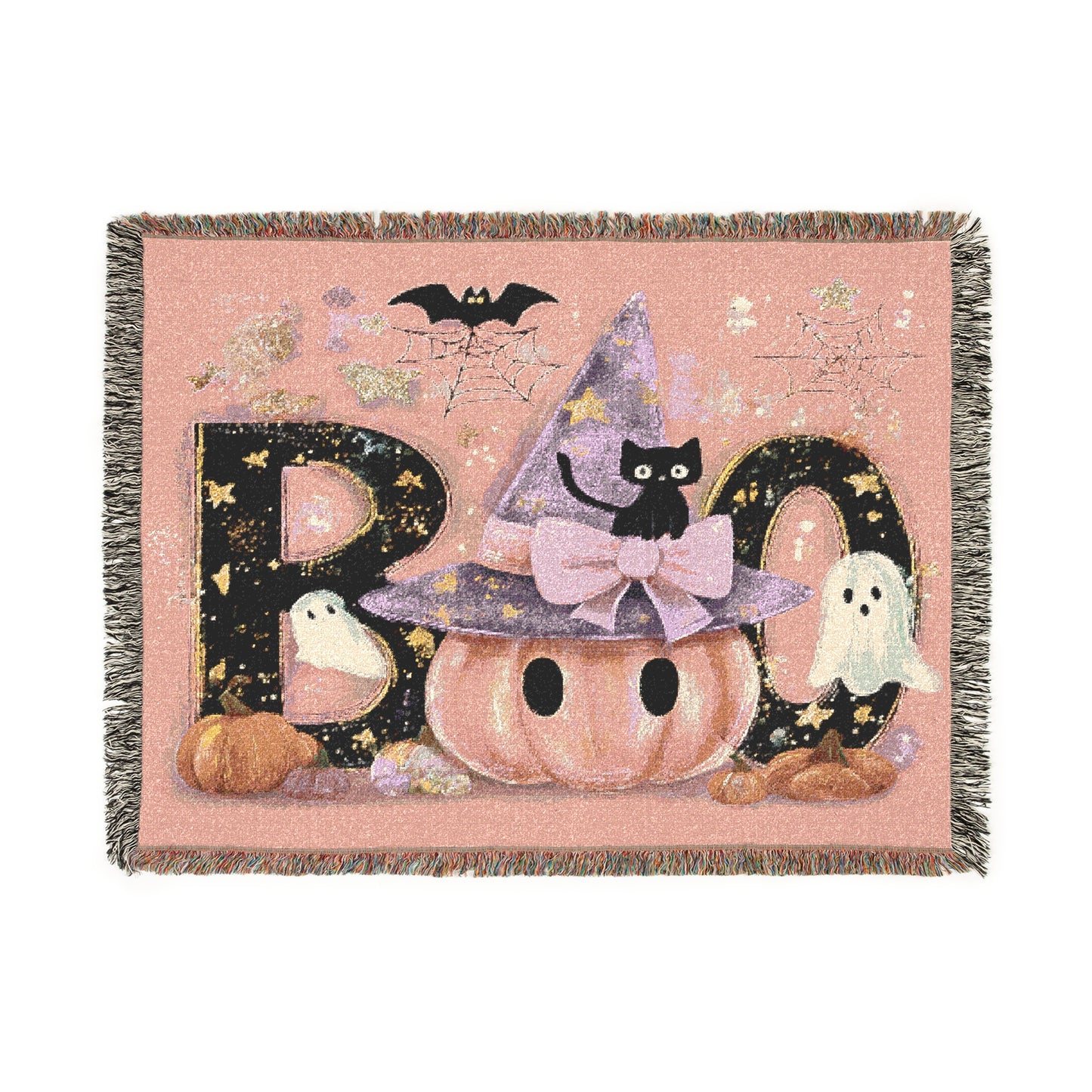 Halloween Woven Blanket, Cozy Throw, Spooky Decor, Autumn Gift, Fall Home Accent