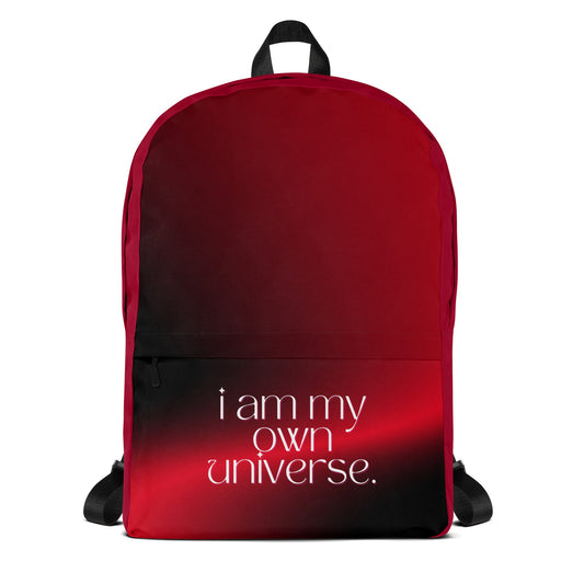 I Am My Own Universe - Red and Black Backpack | Unique Everyday Designz Home, Gifts & Apparel A Lid for Every Pot ~Everyday Designz~