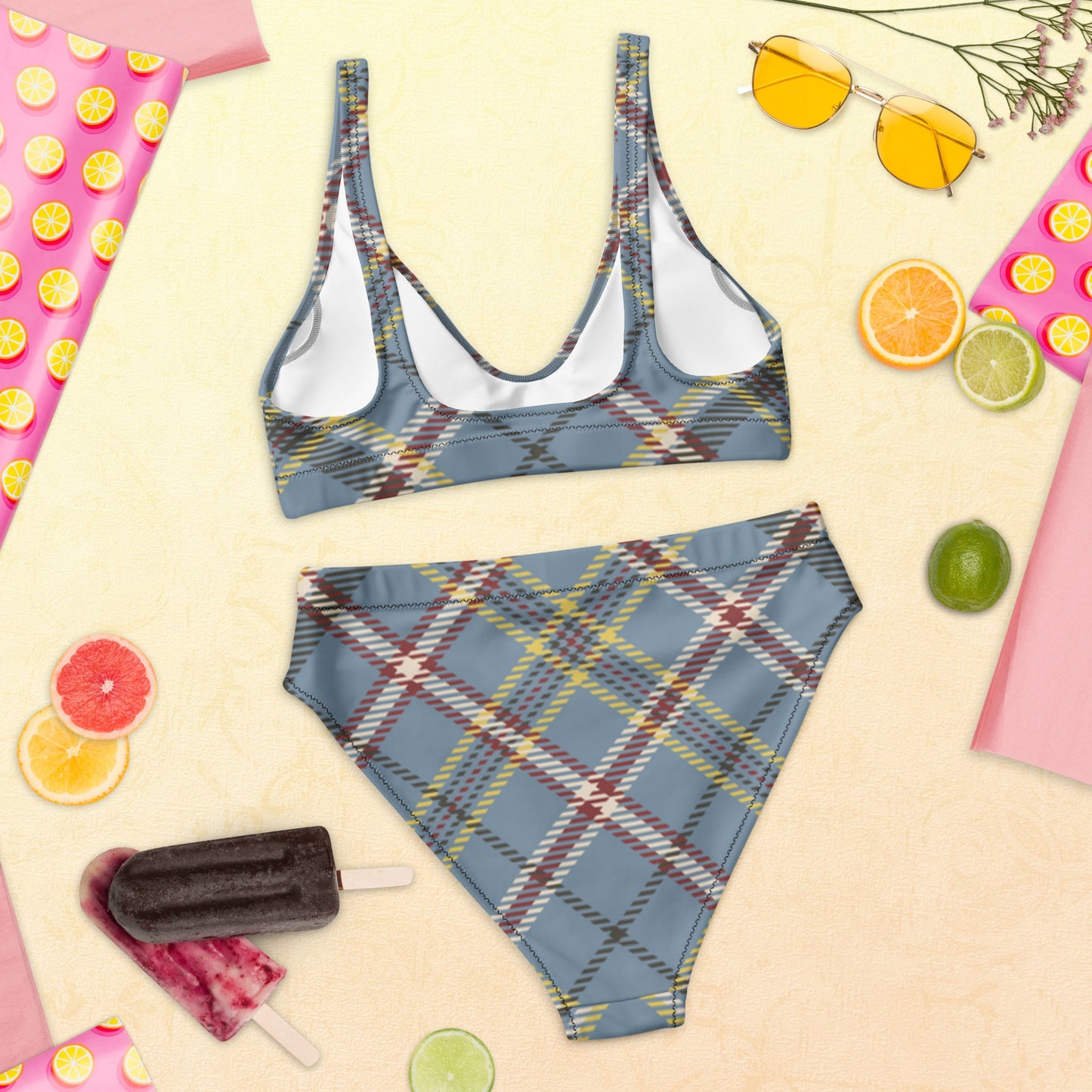 Plaid Print Recycled high-waisted bikini | Unique Everyday Designz Home, Gifts & Apparel A Lid for Every Pot ~Everyday Designz~