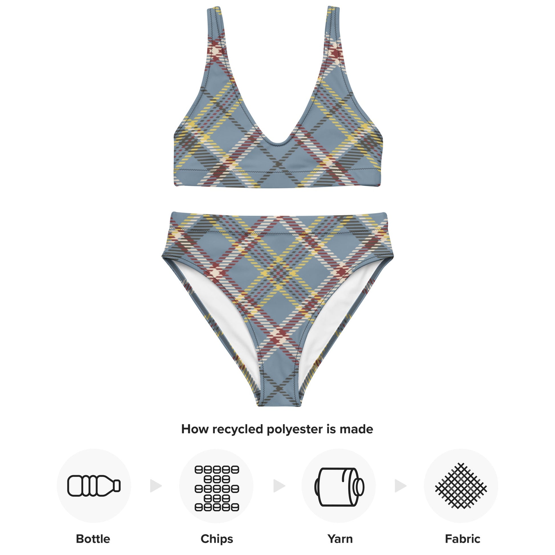 Plaid Print Recycled high-waisted bikini | Unique Everyday Designz Home, Gifts & Apparel A Lid for Every Pot ~Everyday Designz~