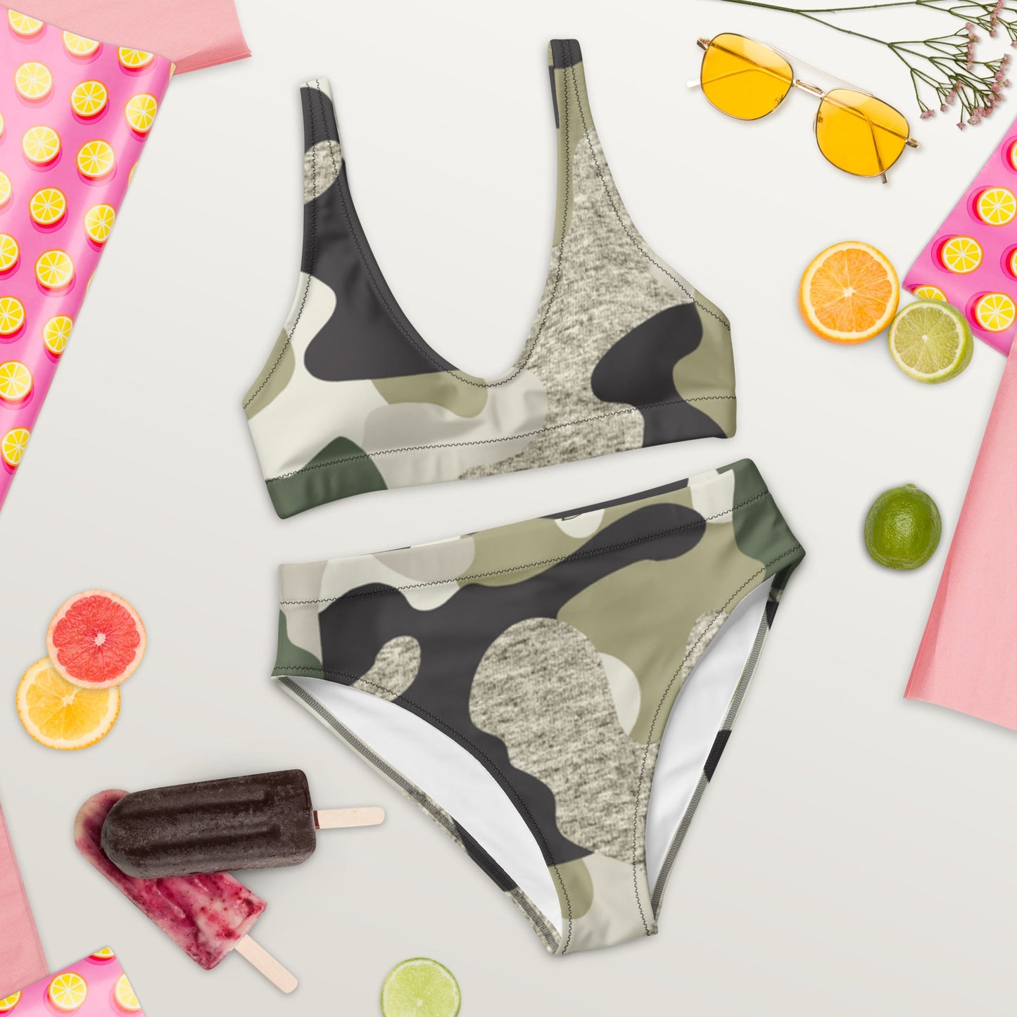 Green Camouflage Recycled high-waisted bikini | Unique Everyday Designz Home, Gifts & Apparel A Lid for Every Pot ~Everyday Designz~