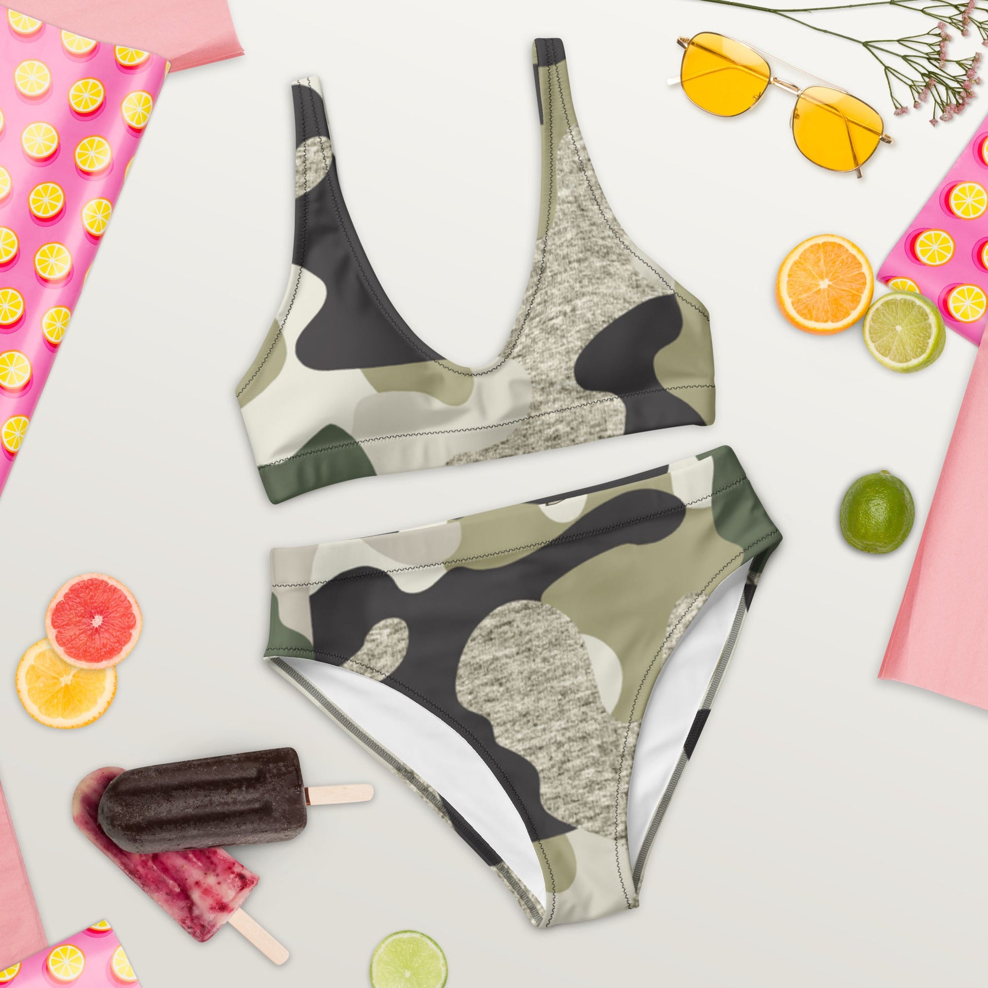 Green Camouflage Recycled high-waisted bikini | Unique Everyday Designz Home, Gifts & Apparel A Lid for Every Pot ~Everyday Designz~