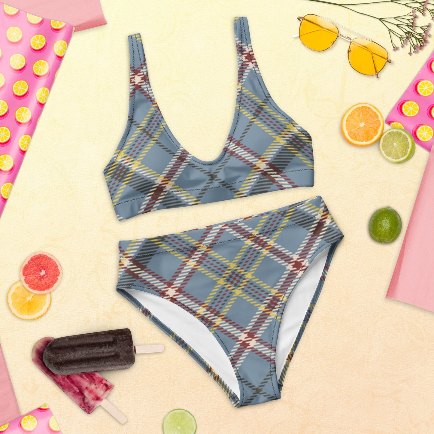 Plaid Print Recycled high-waisted bikini | Unique Everyday Designz Home, Gifts & Apparel A Lid for Every Pot ~Everyday Designz~
