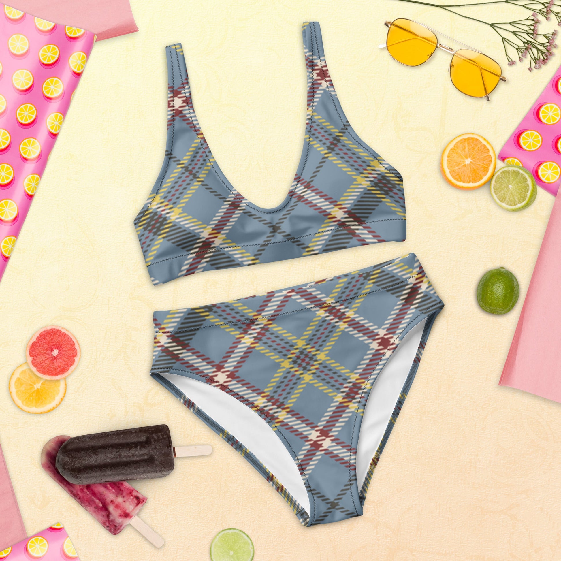 Plaid Print Recycled high-waisted bikini | Unique Everyday Designz Home, Gifts & Apparel A Lid for Every Pot ~Everyday Designz~