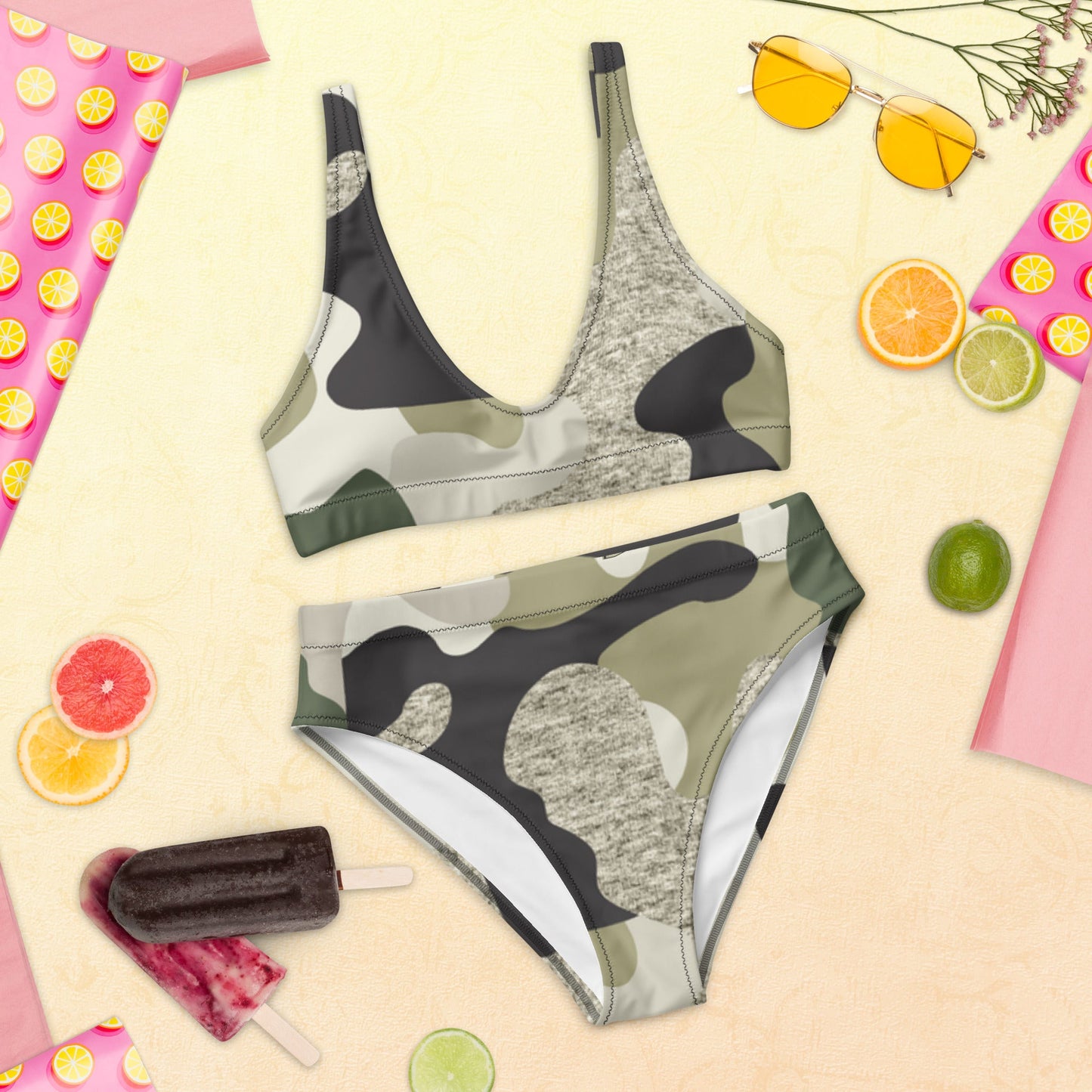 Green Camouflage Recycled high-waisted bikini | Unique Everyday Designz Home, Gifts & Apparel A Lid for Every Pot ~Everyday Designz~