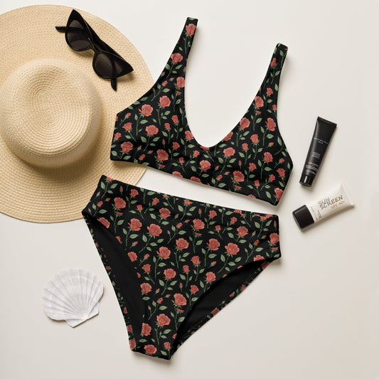 Long stem roses over black Recycled high-waisted bikini | Unique Everyday Designz Home, Gifts & Apparel A Lid for Every Pot ~Everyday Designz~