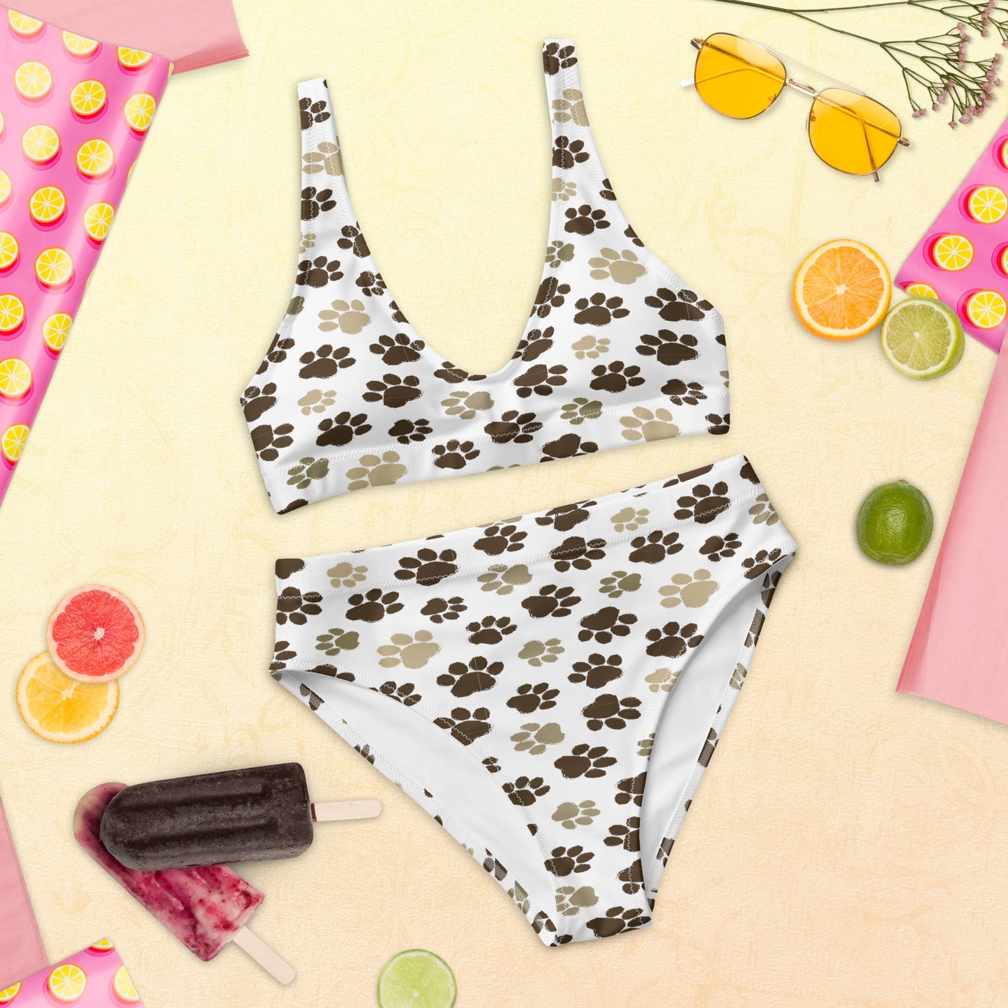 Recycled High-Waisted Bikini Dog Paw Prints | Unique Everyday Designz Home, Gifts & Apparel A Lid for Every Pot ~Everyday Designz~
