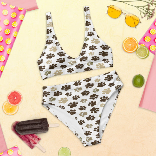 Recycled High-Waisted Bikini Dog Paw Prints | Unique Everyday Designz Home, Gifts & Apparel A Lid for Every Pot ~Everyday Designz~