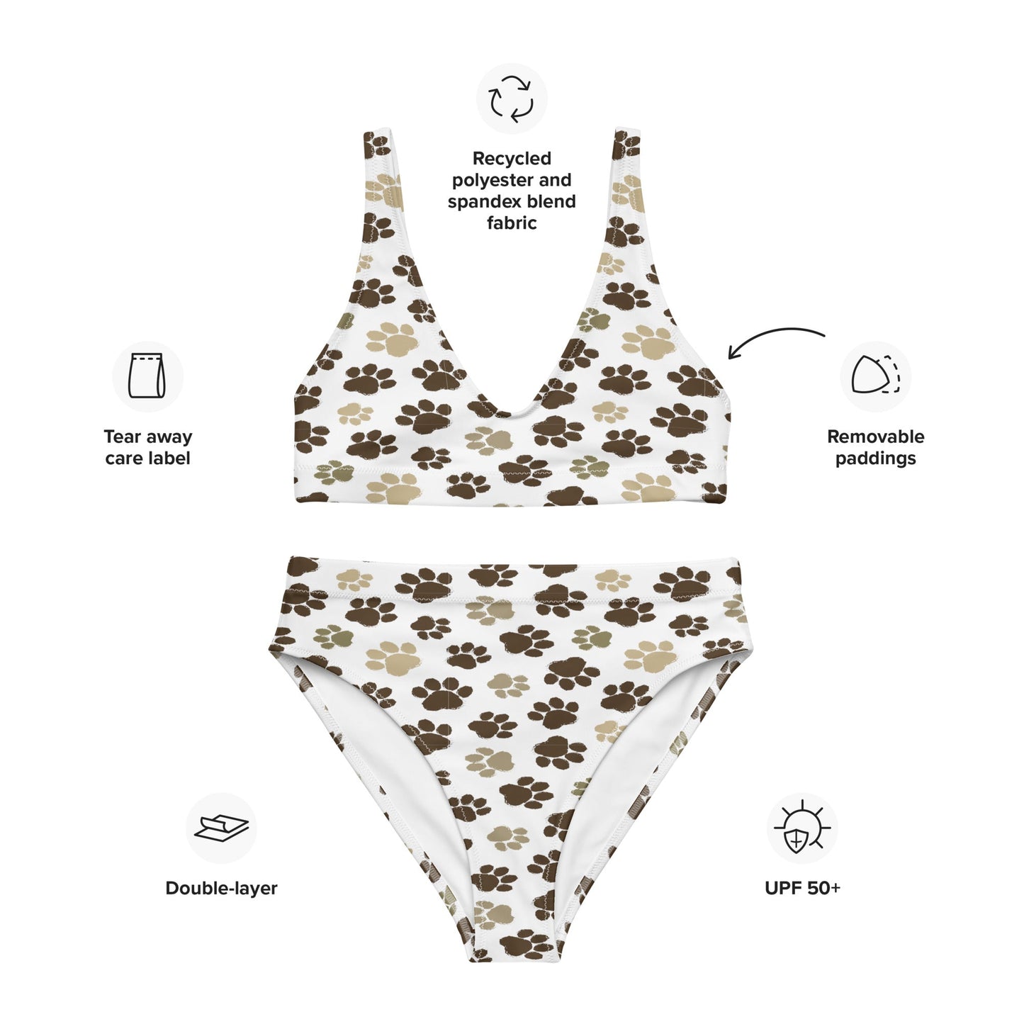 Recycled High-Waisted Bikini Dog Paw Prints | Unique Everyday Designz Home, Gifts & Apparel A Lid for Every Pot ~Everyday Designz~