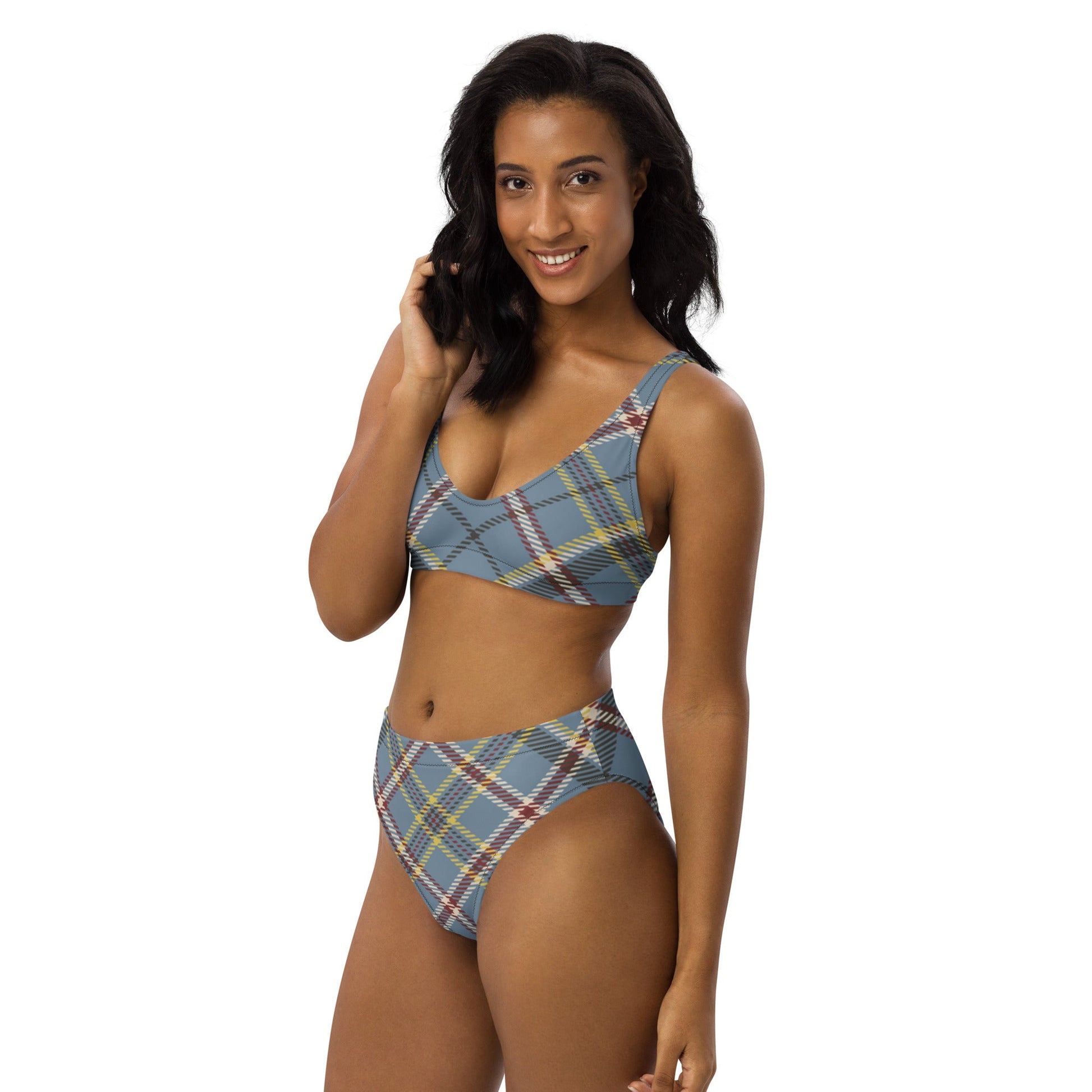 Plaid Print Recycled high-waisted bikini | Unique Everyday Designz Home, Gifts & Apparel A Lid for Every Pot ~Everyday Designz~